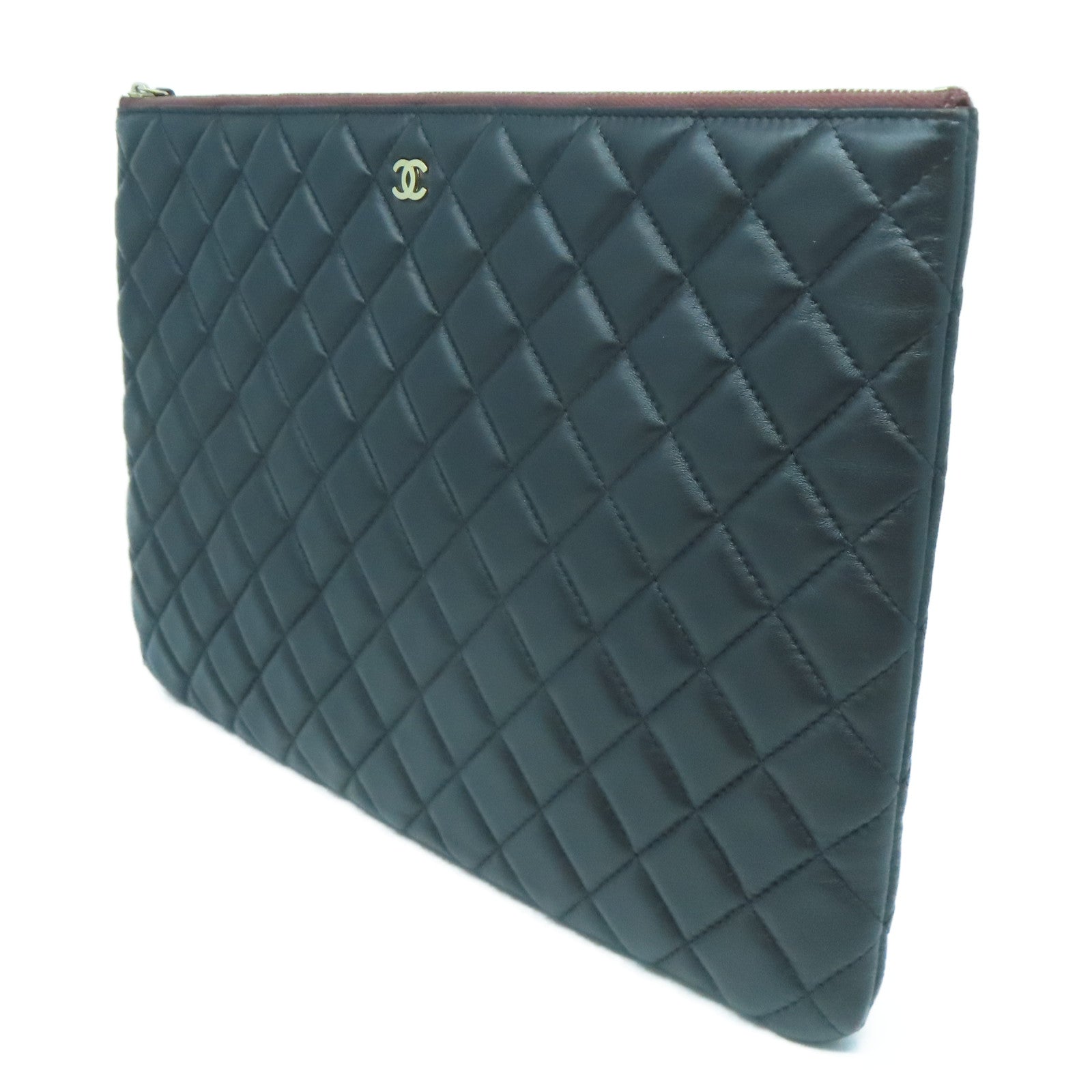 CHANEL **【激減優惠】菱格羊皮皮革Clutch Bag金扣手拿包黑色
