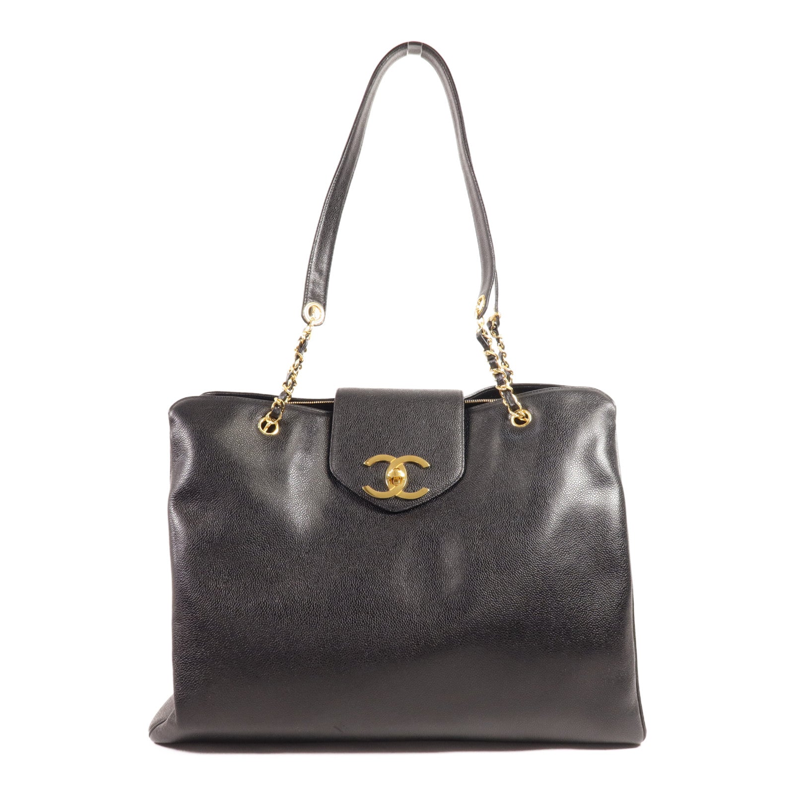 CHANEL 牛皮皮革Vintage Tote Bag金扣肩背袋
