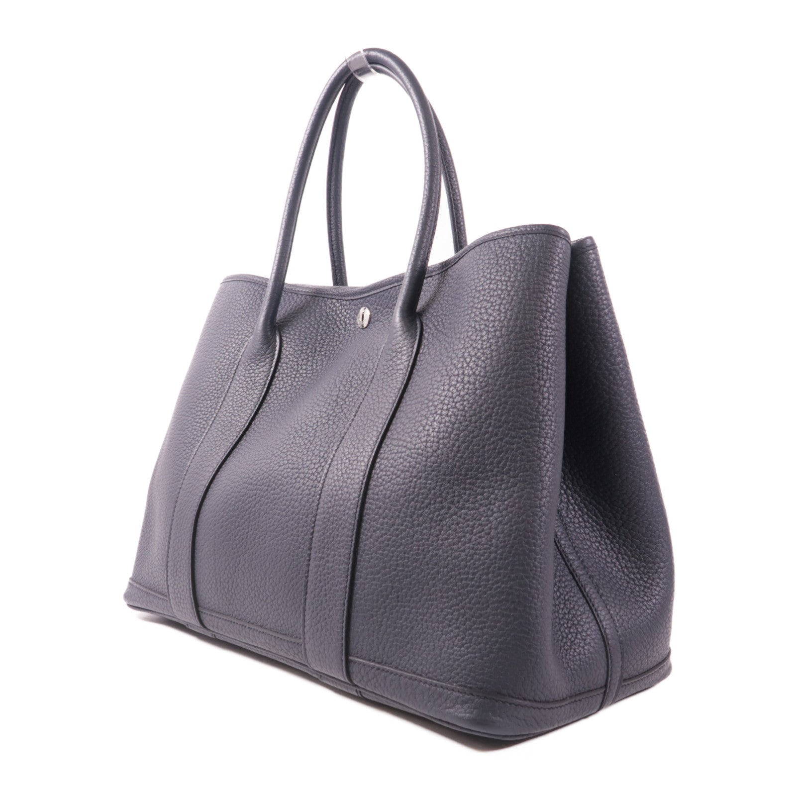HERMES Negonda皮革Garden Party PM銀扣手挽袋76 Bleu Indigo