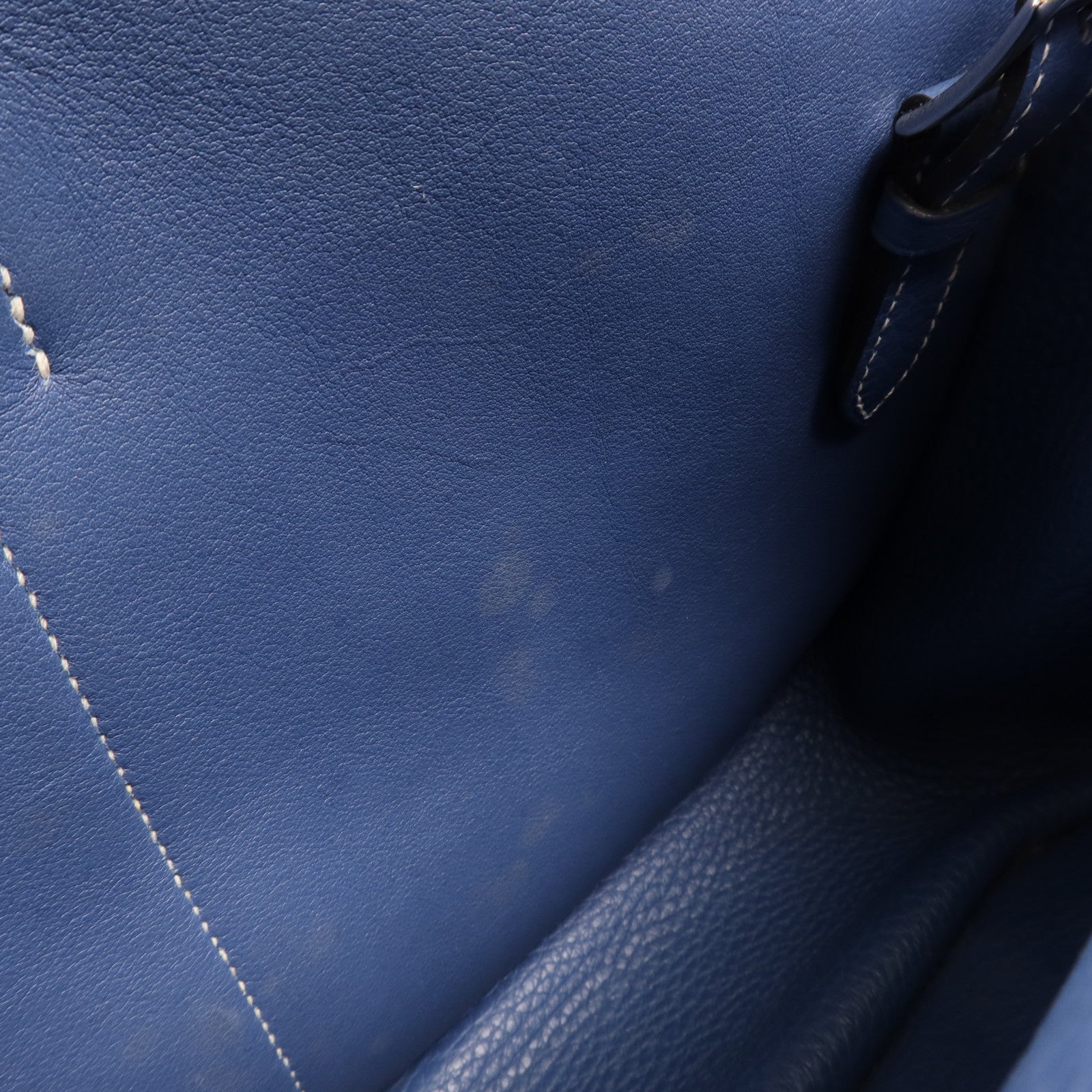 HERMES Clemence皮革Halzan 31銀扣手挽肩背兩用袋Bleu Agate