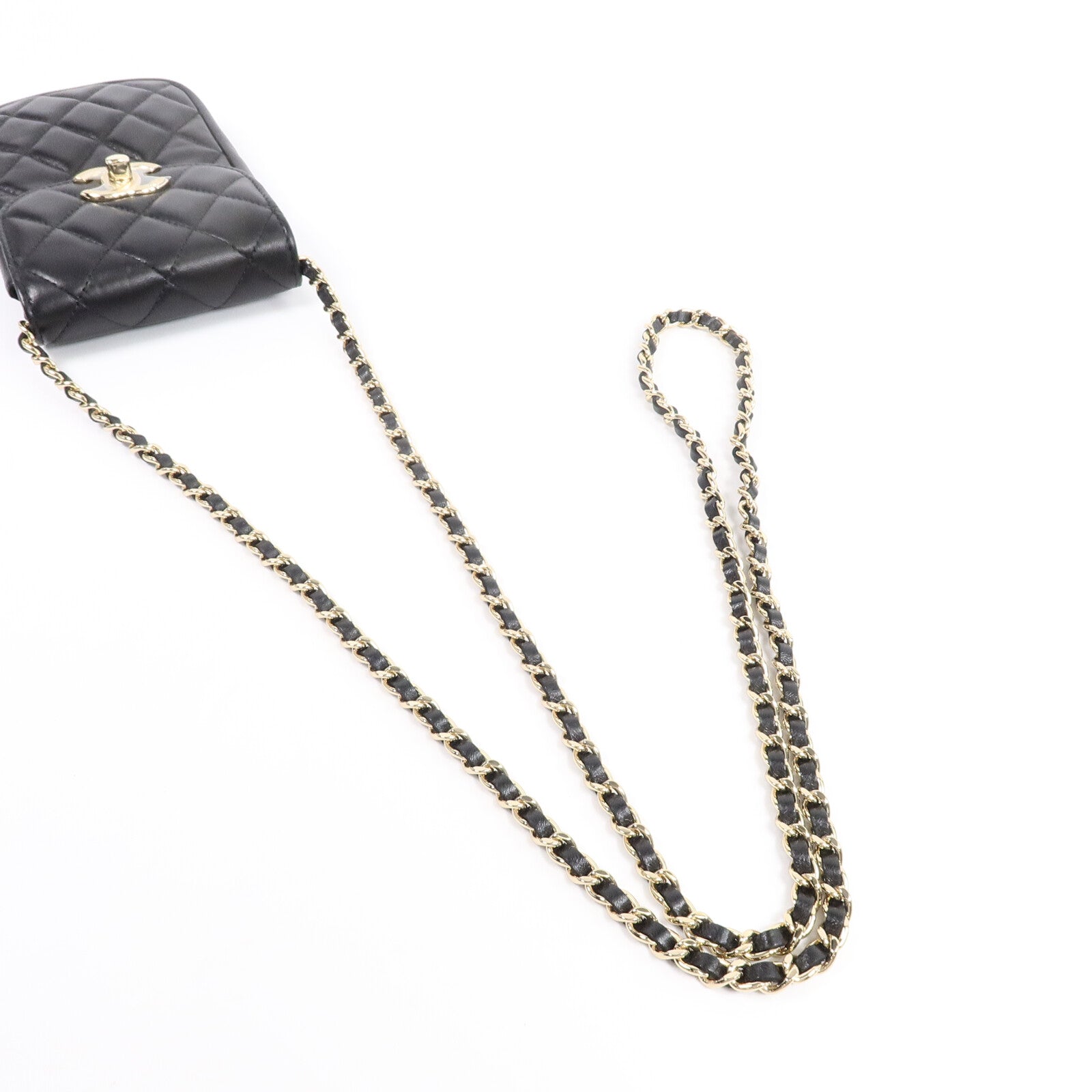 CHANEL 羊皮皮革Phone Bag鏈帶肩背袋