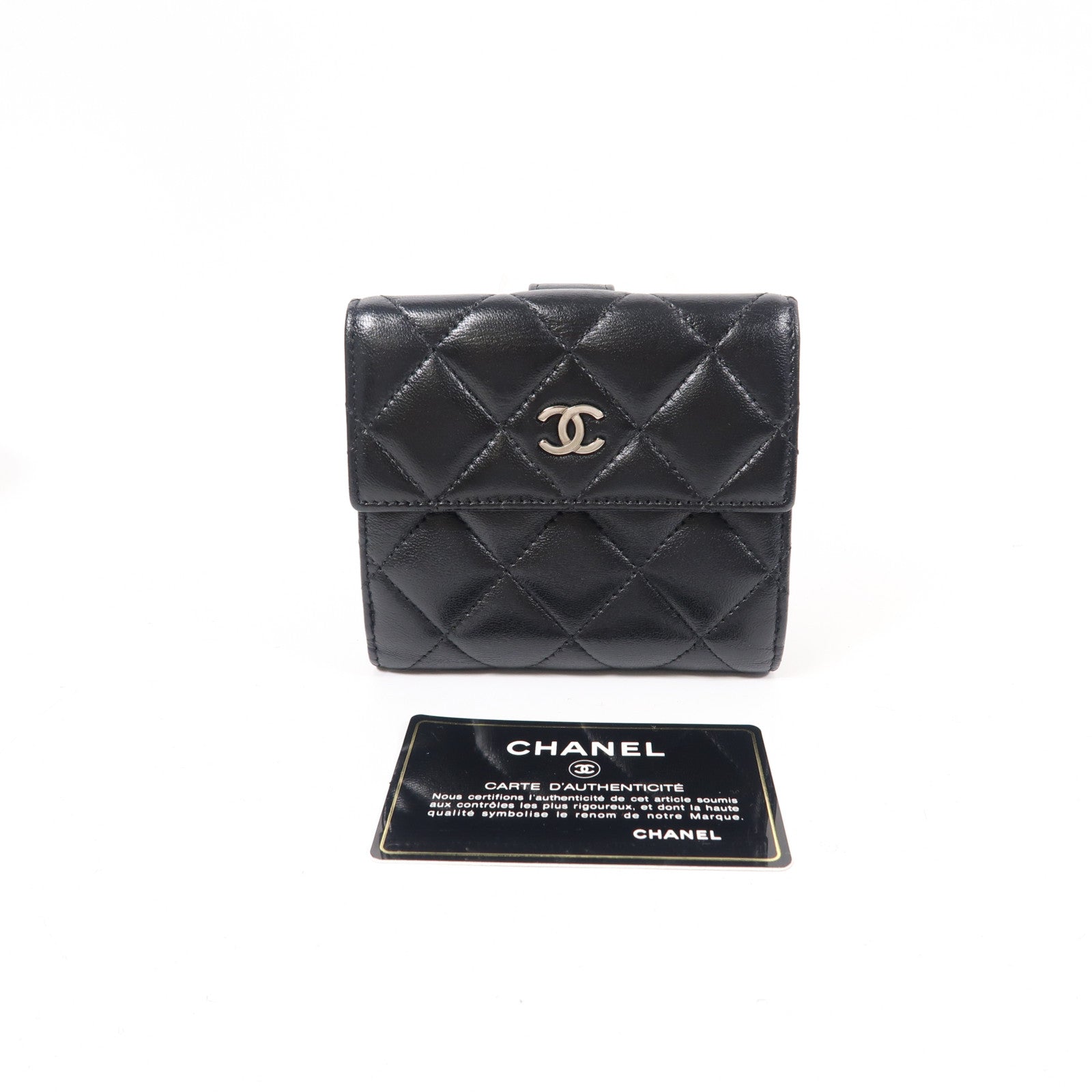 CHANEL 羊皮皮革Wallet銀扣錢包