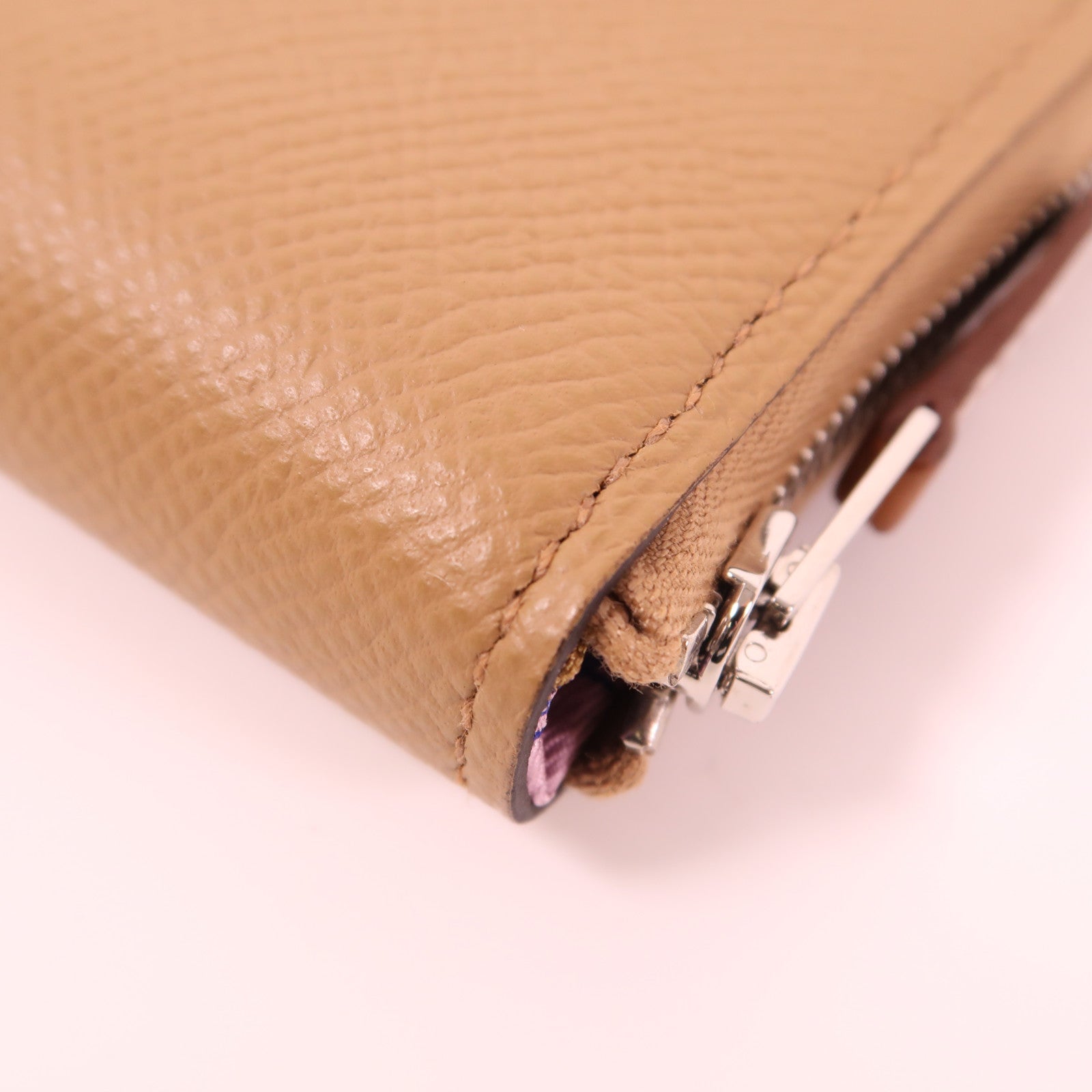 HERMES Epsom皮革Silk In Compact銀扣錢包Chai