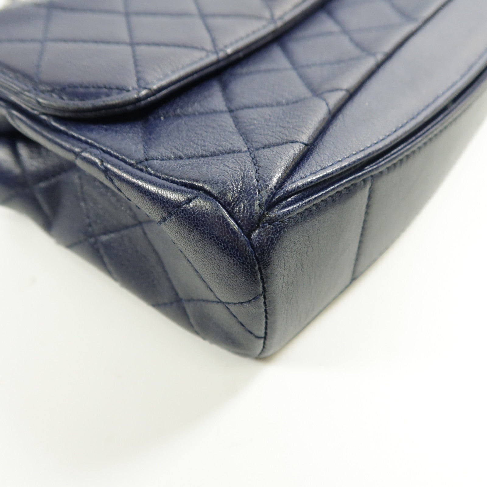 CHANEL CC SHW Chain Shoulder Bag Lambskin Leather Blue