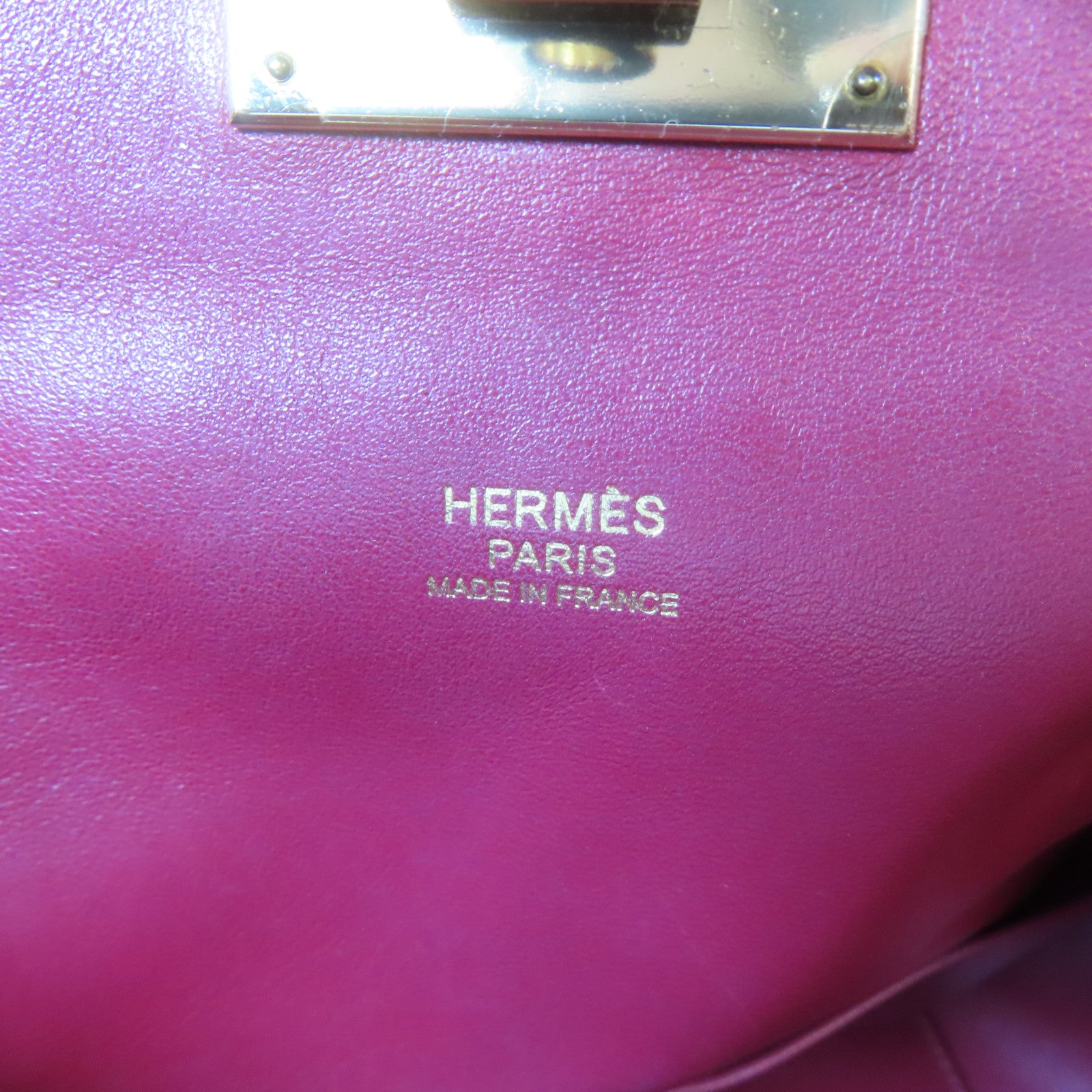 HERMES 【激減優惠】Clemence皮革Tool Box 20CM金扣手挽肩背兩用袋褐紫紅
