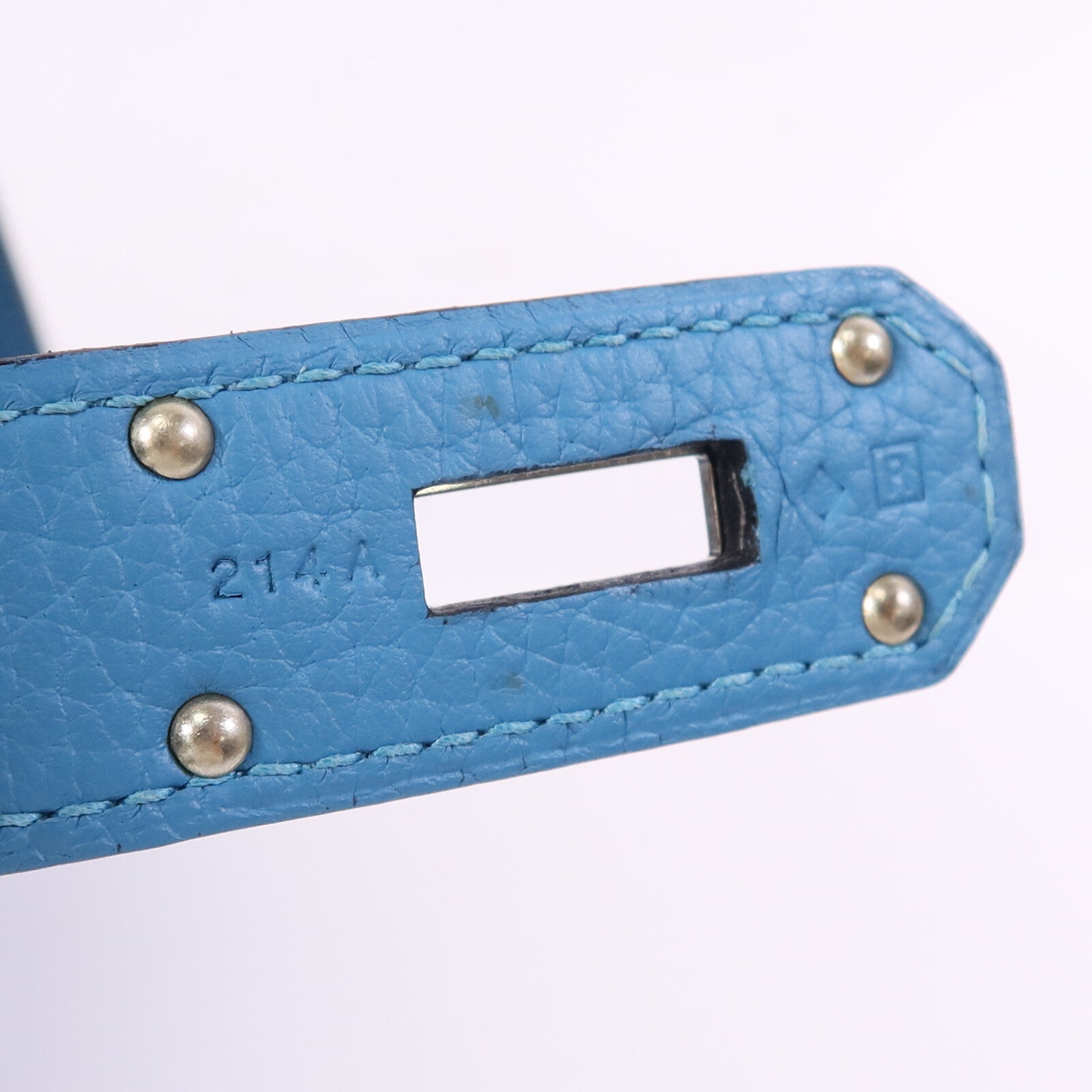 HERMES Clemence皮革Jypesiere 34銀扣肩背袋Turquoise