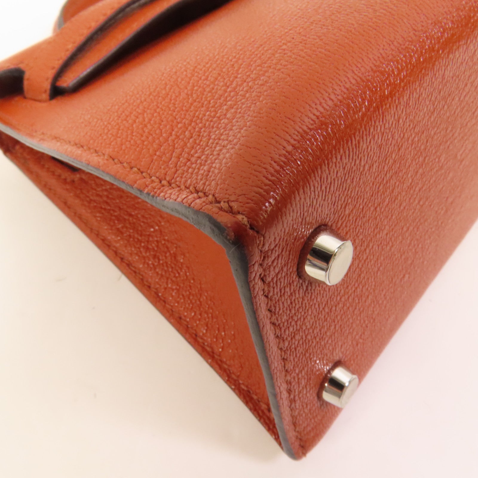 HERMES 【激減優惠】Chevre皮革Mini Kelly銀扣手挽肩背兩用袋