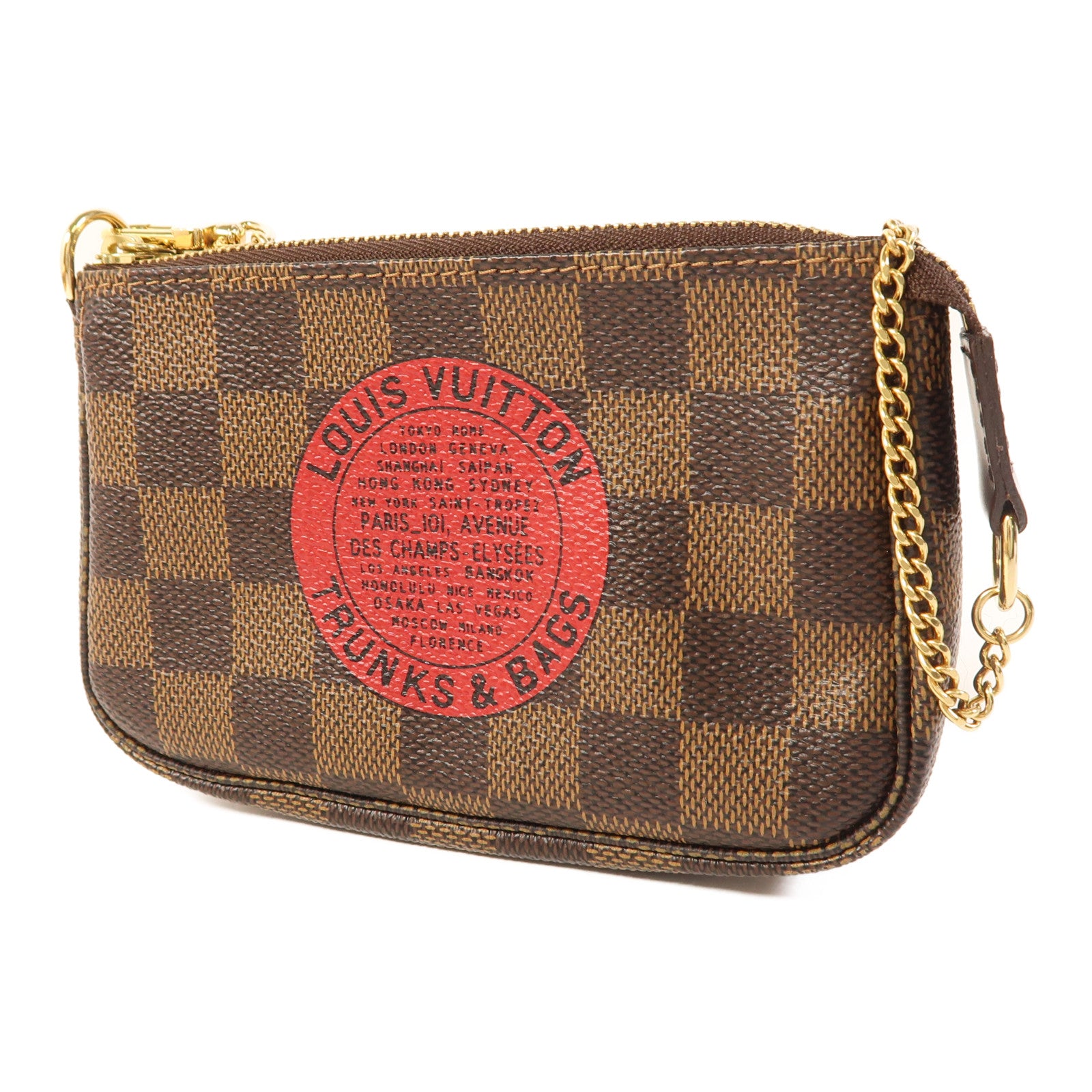 LOUIS VUITTON Damier Mini Pochette金扣手挽袋