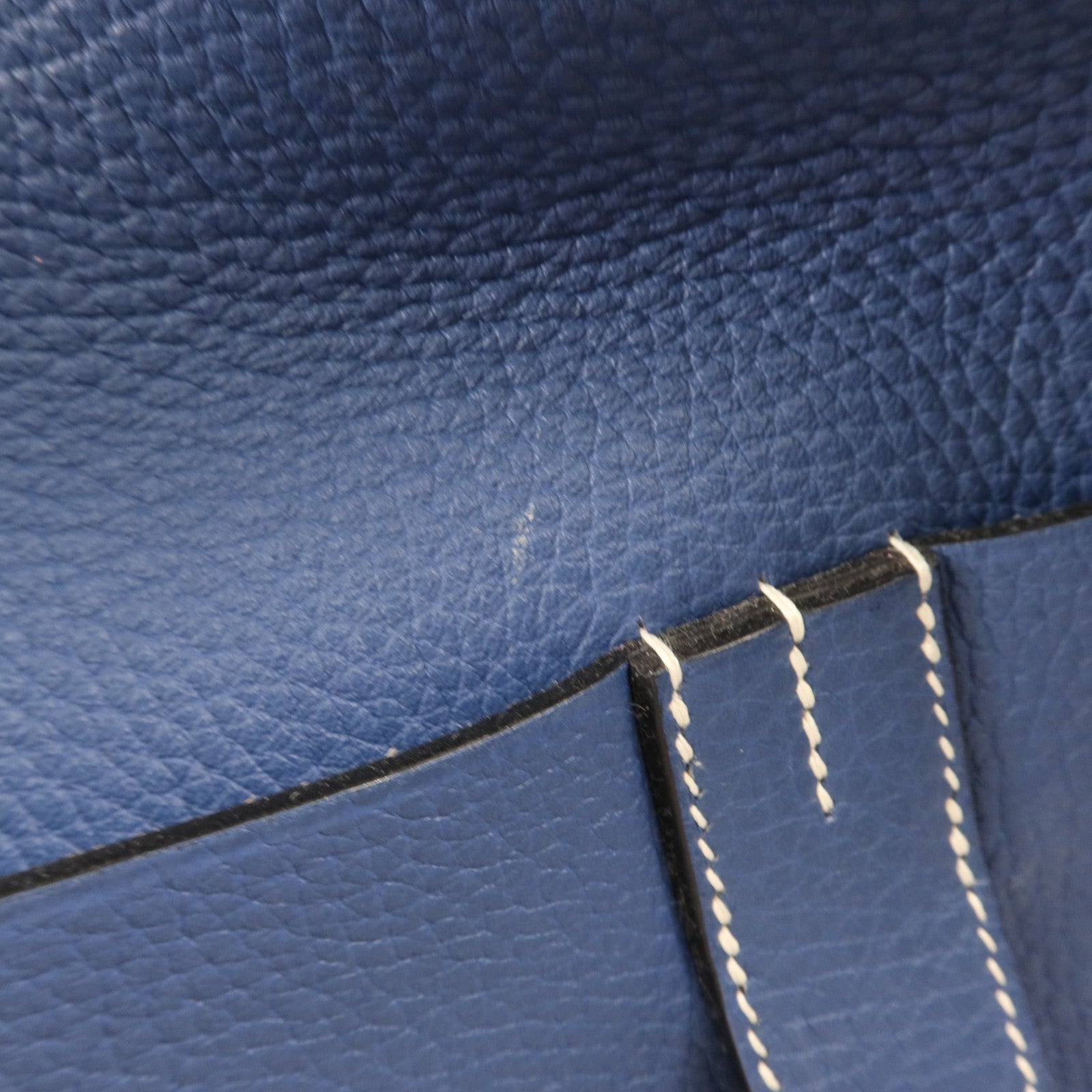 HERMES Clemence皮革Halzan 31銀扣手挽肩背兩用袋Bleu Agate