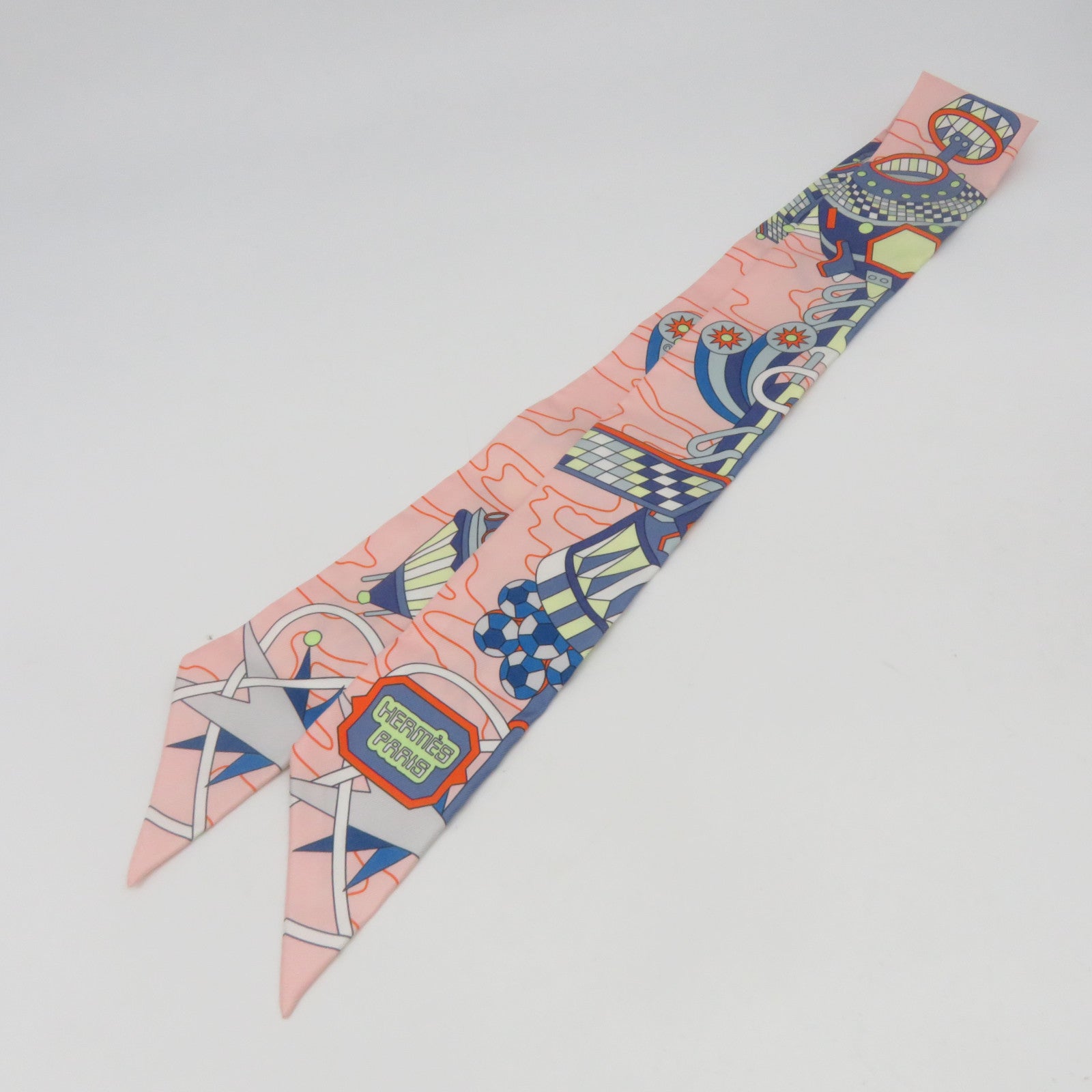 HERMES 【激減優惠】絲質Twilly Silk絲巾粉紅色
