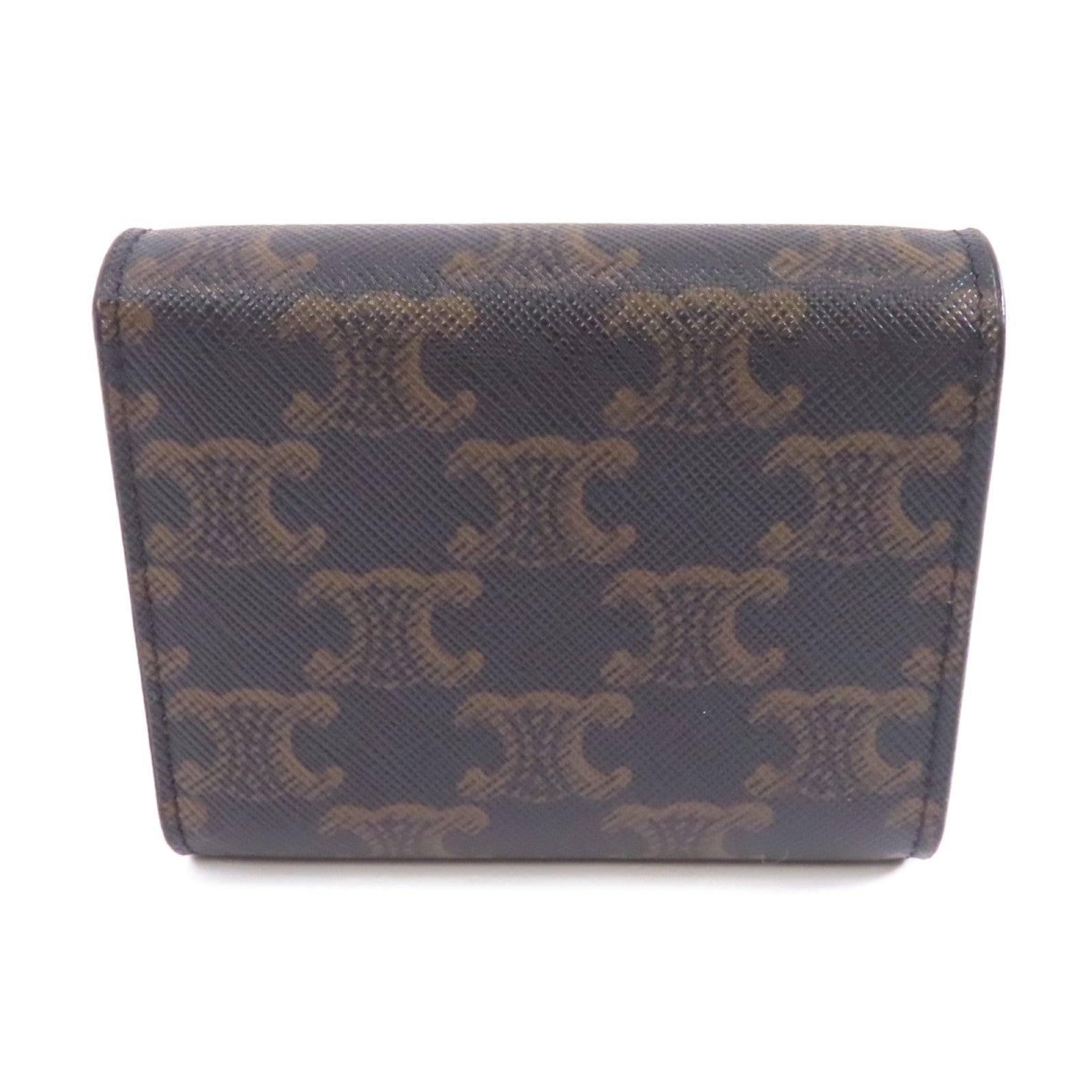 CELINE 塗層帆布/牛皮皮革Small Triomphe Wallet金扣錢包啡色