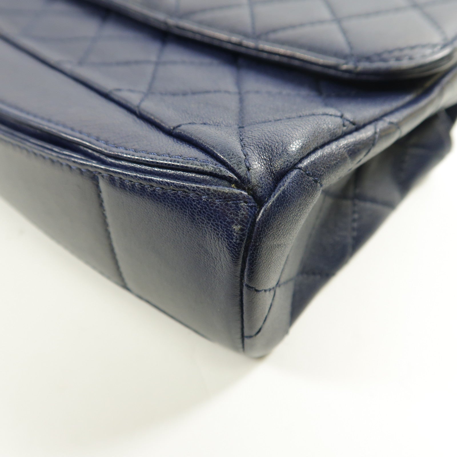 CHANEL CC SHW Chain Shoulder Bag Lambskin Leather Blue