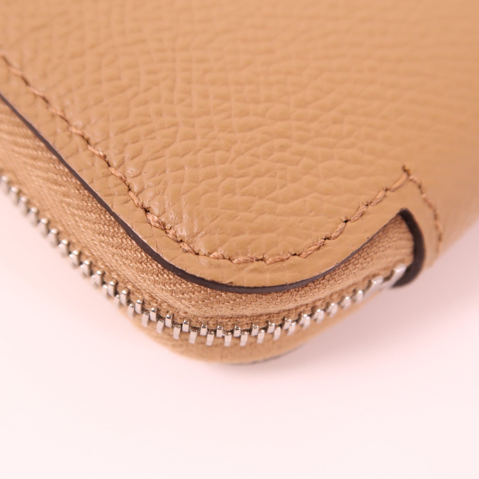HERMES Epsom皮革Silk In Compact銀扣錢包Chai