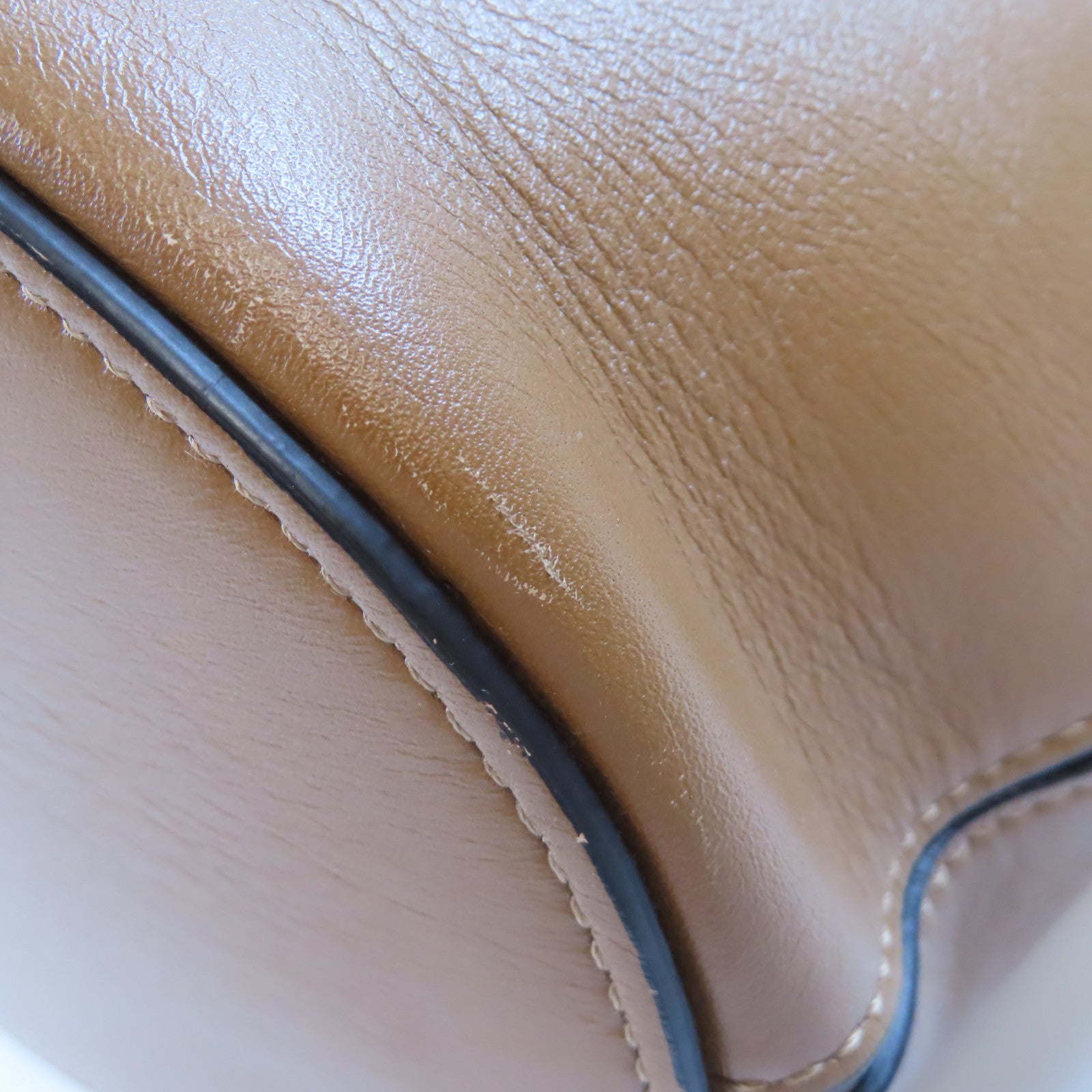 CELINE 牛皮皮革Tote Bag金扣肩背袋棕色