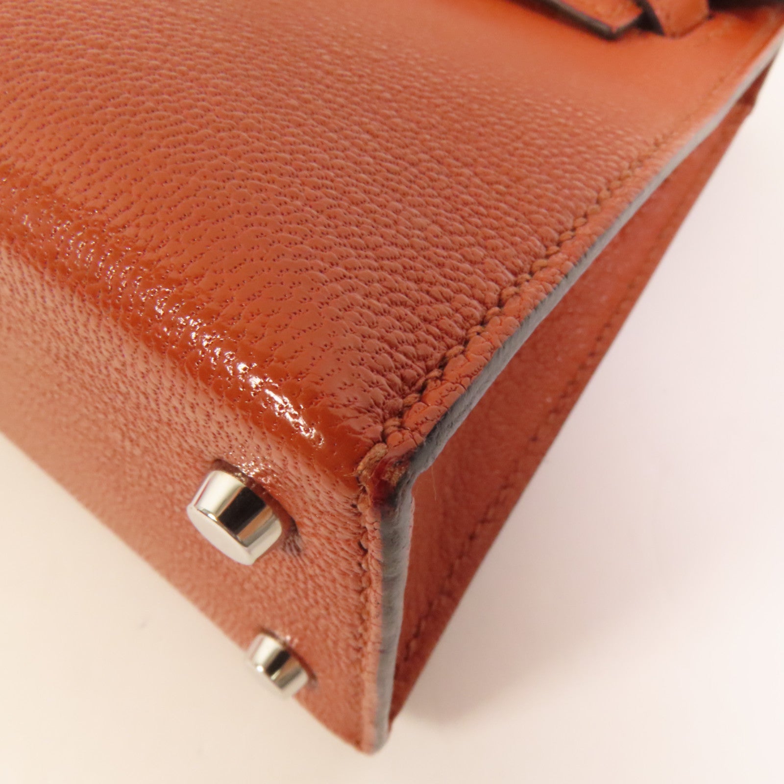 HERMES 【激減優惠】Chevre皮革Mini Kelly銀扣手挽肩背兩用袋