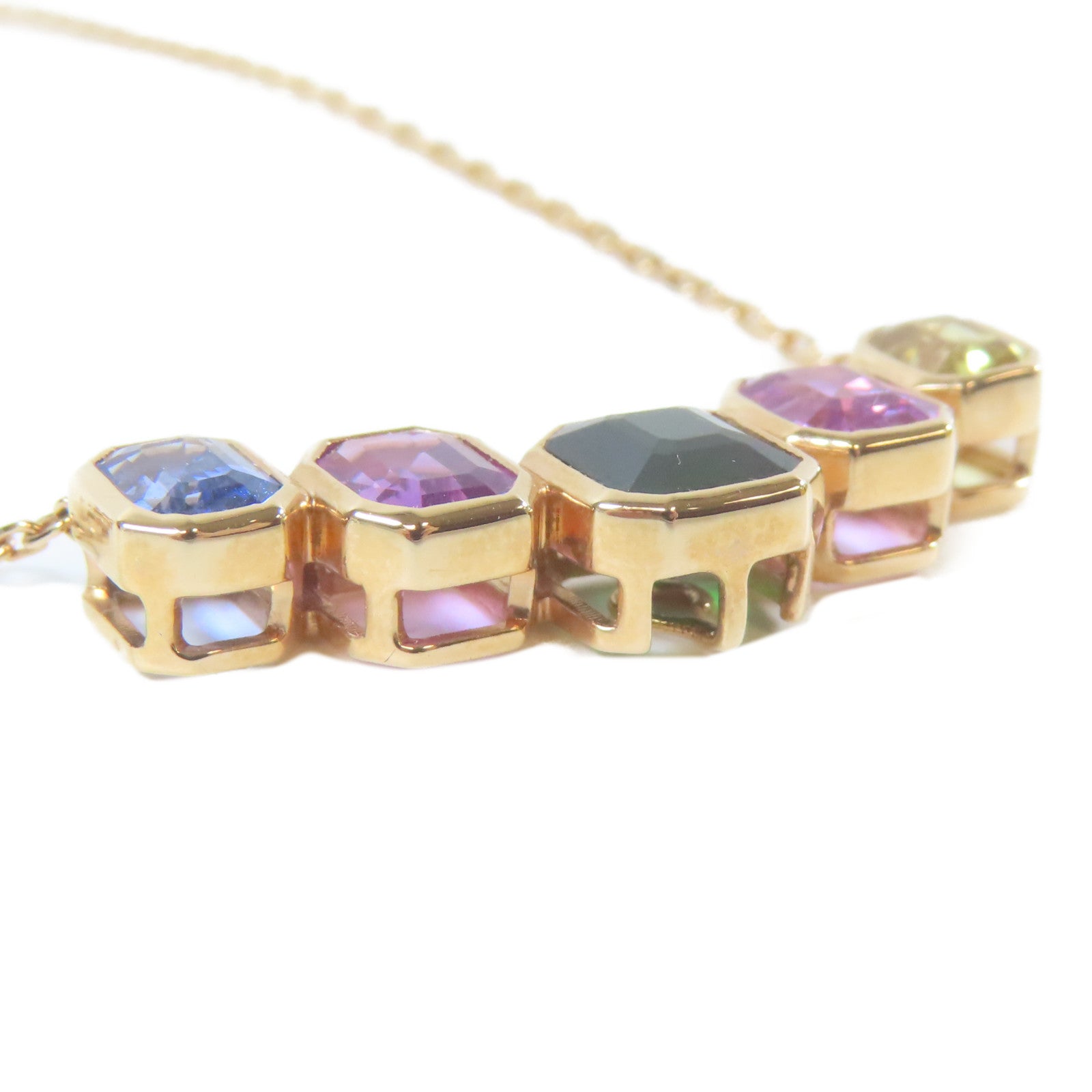 JEWELRY 18K玫瑰金Sapphire Tsavorite Necklace 3.03ct藍寶石/1.49ct沙弗萊石項鍊#38cm