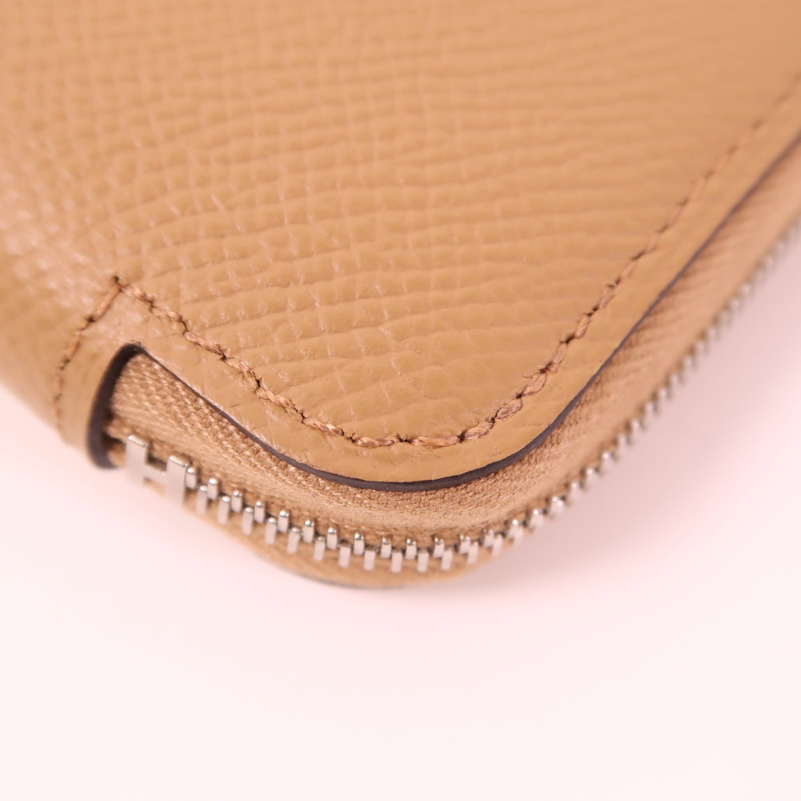 HERMES Epsom皮革Silk In Compact銀扣錢包Chai