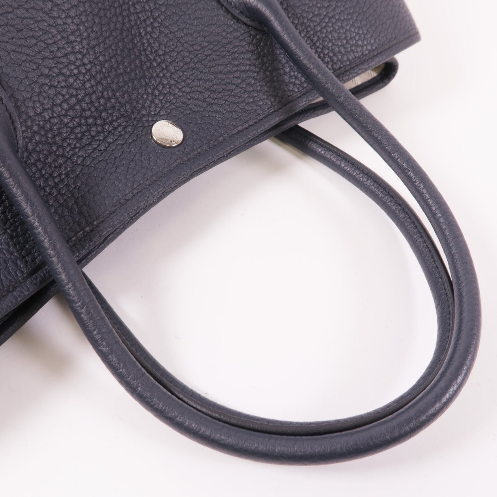 HERMES Negonda皮革Garden Party PM銀扣手挽袋76 Bleu Indigo