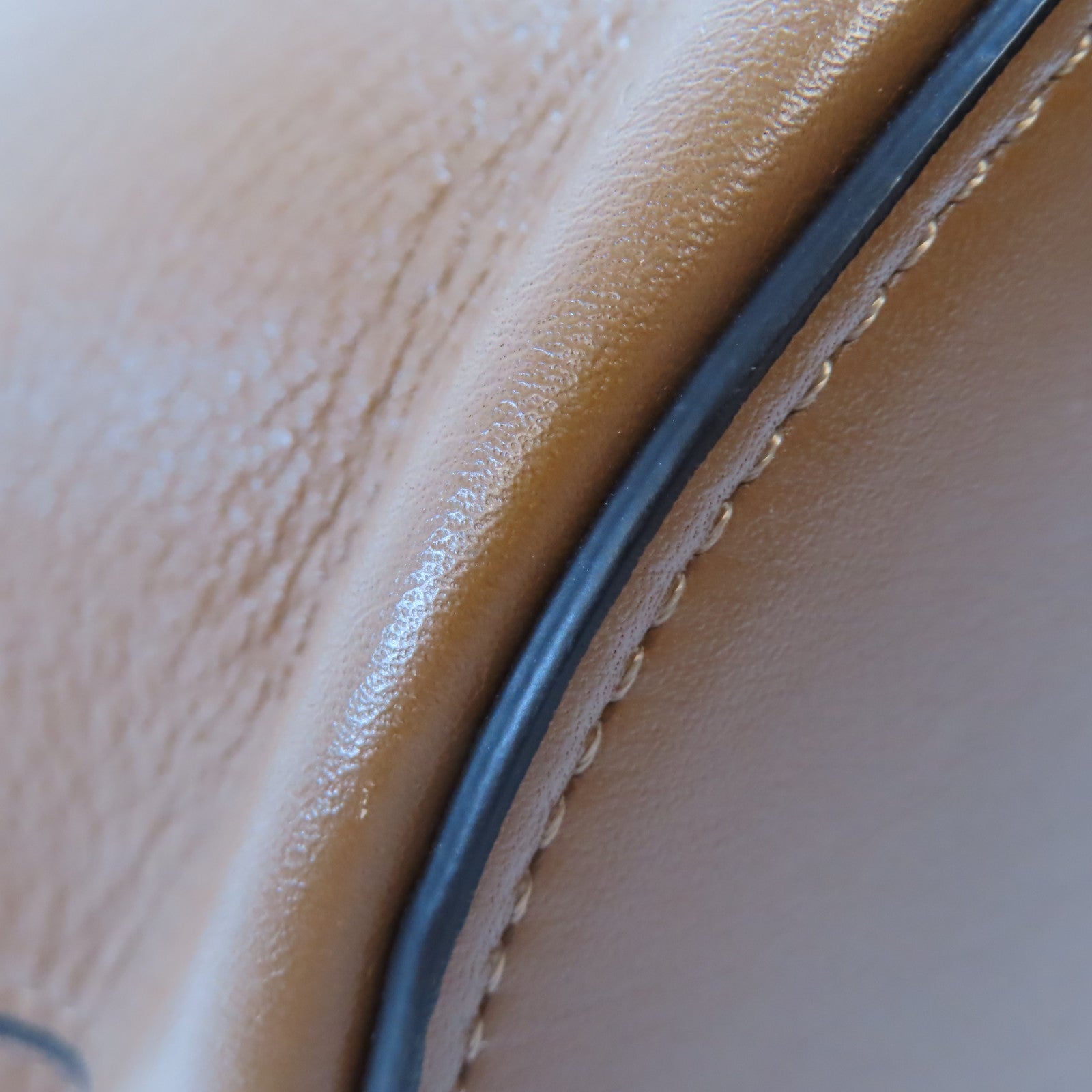 CELINE 牛皮皮革Tote Bag金扣肩背袋棕色