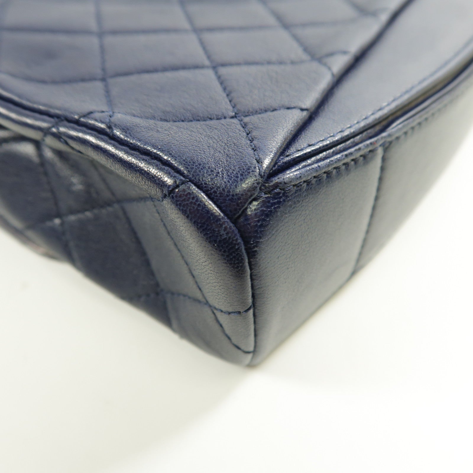 CHANEL CC SHW Chain Shoulder Bag Lambskin Leather Blue