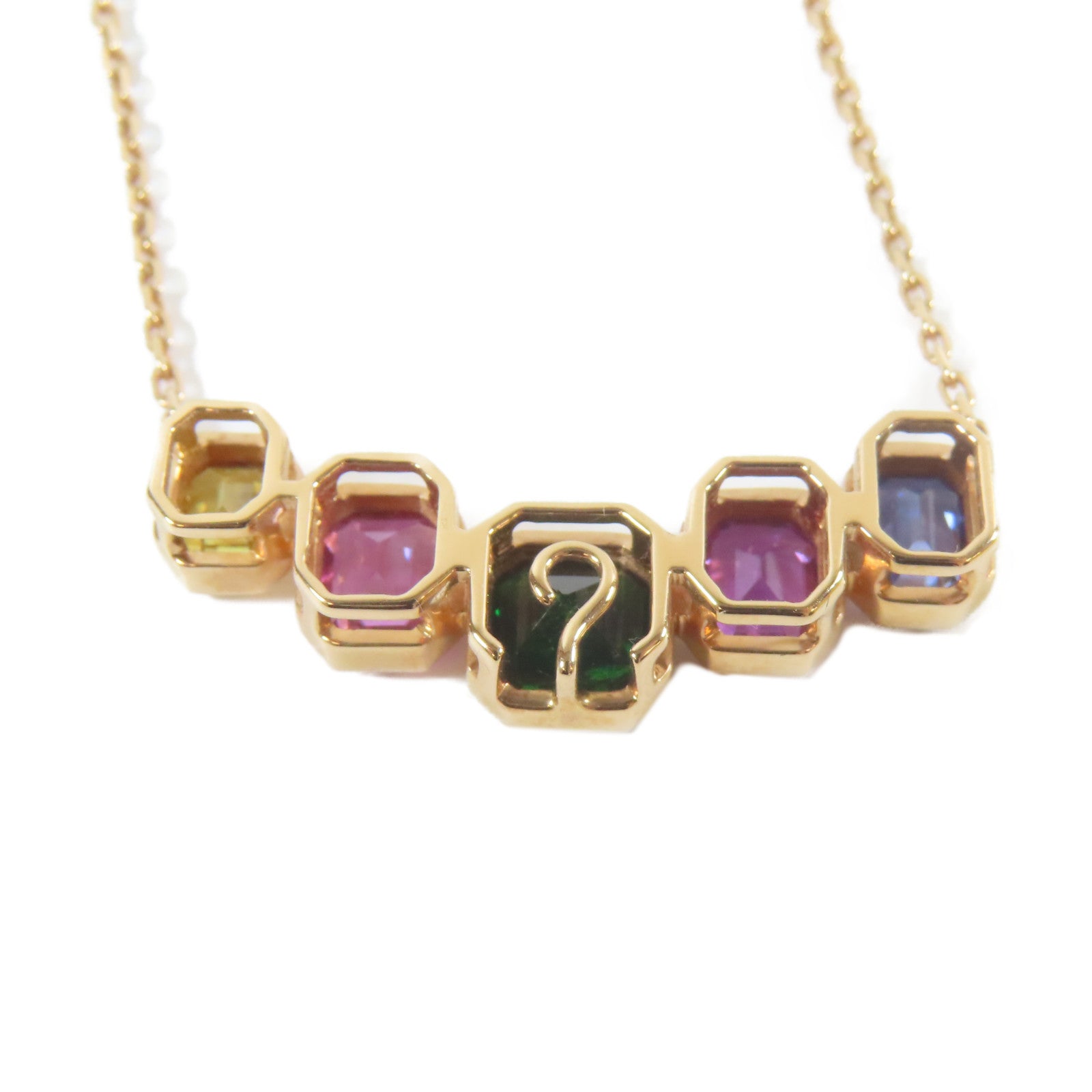 JEWELRY 18K玫瑰金Sapphire Tsavorite Necklace 3.03ct藍寶石/1.49ct沙弗萊石項鍊#38cm