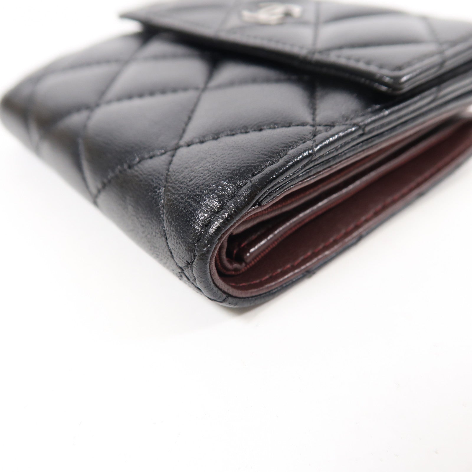 CHANEL 羊皮皮革Wallet銀扣錢包