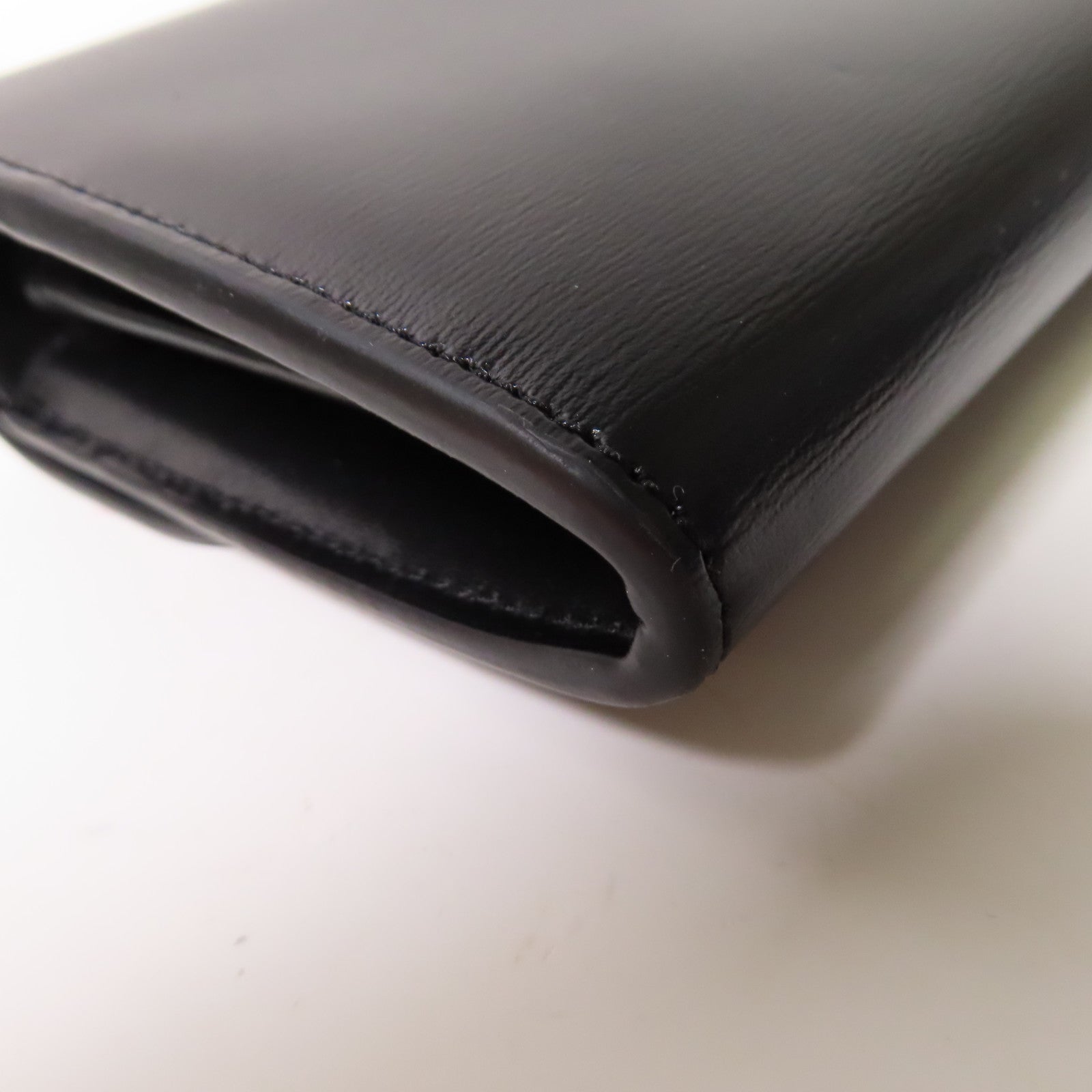 CELINE 牛皮皮革Triomphe Long Wallet金扣長錢包黑色