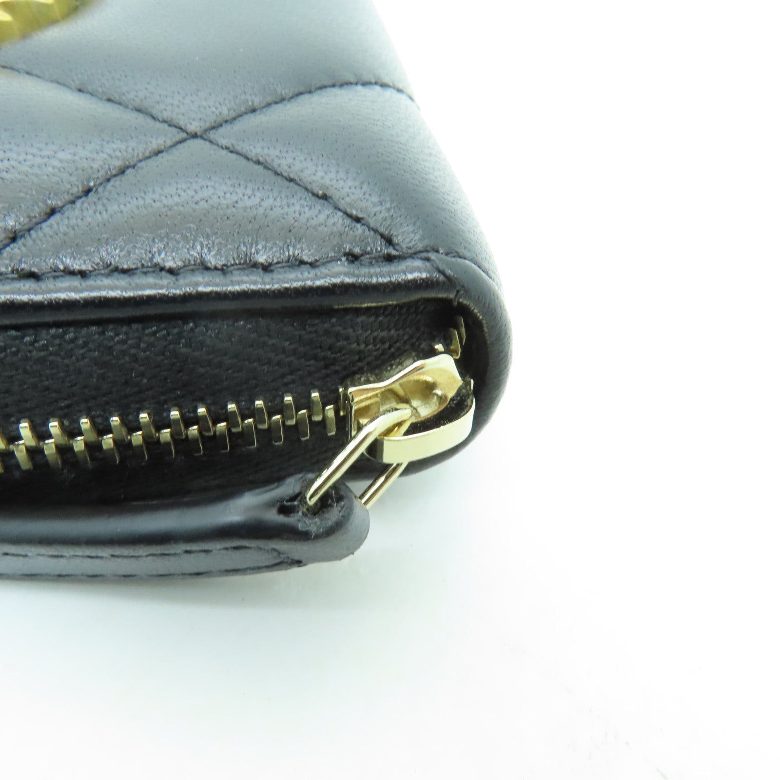 CHANEL 菱格羊皮皮革Coin Case金扣零錢包黑色