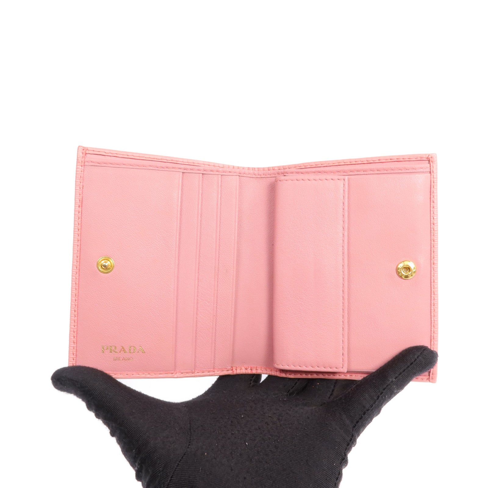 PRADA 牛皮皮革Wallet金扣錢包