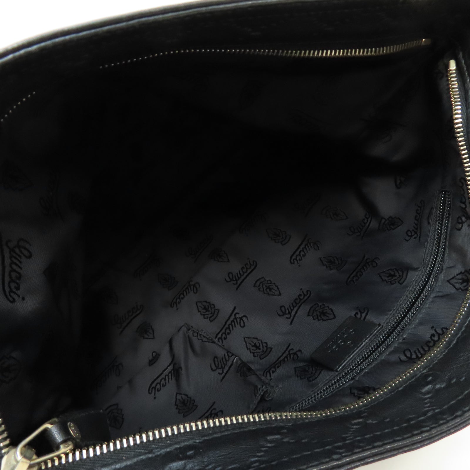 GUCCI 牛皮皮革Shoulder Bag銀扣肩背袋黑色