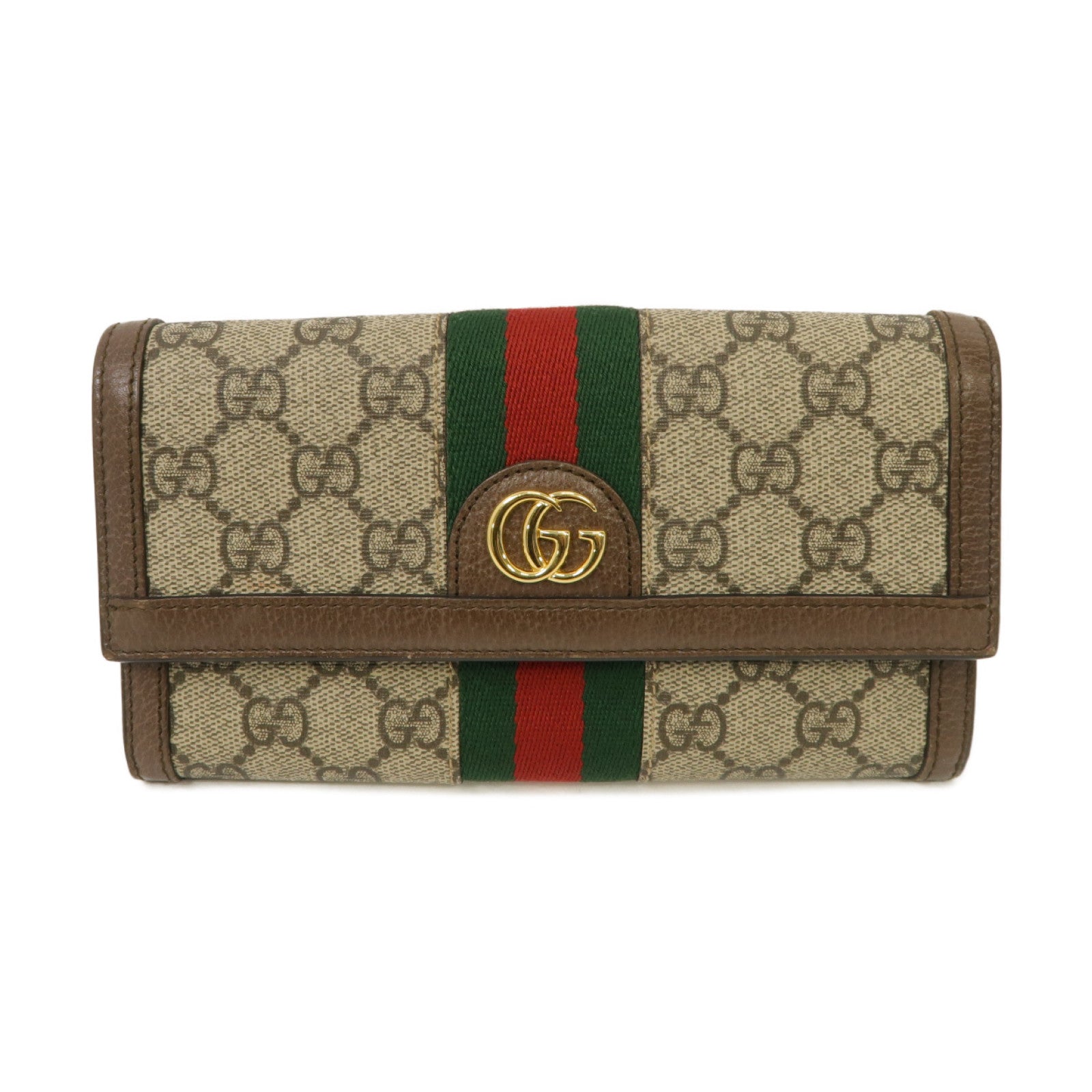 GUCCI 【激減優惠】塗層帆布/皮革Ophidia GG Supreme Long Wallet金扣長錢包啡色