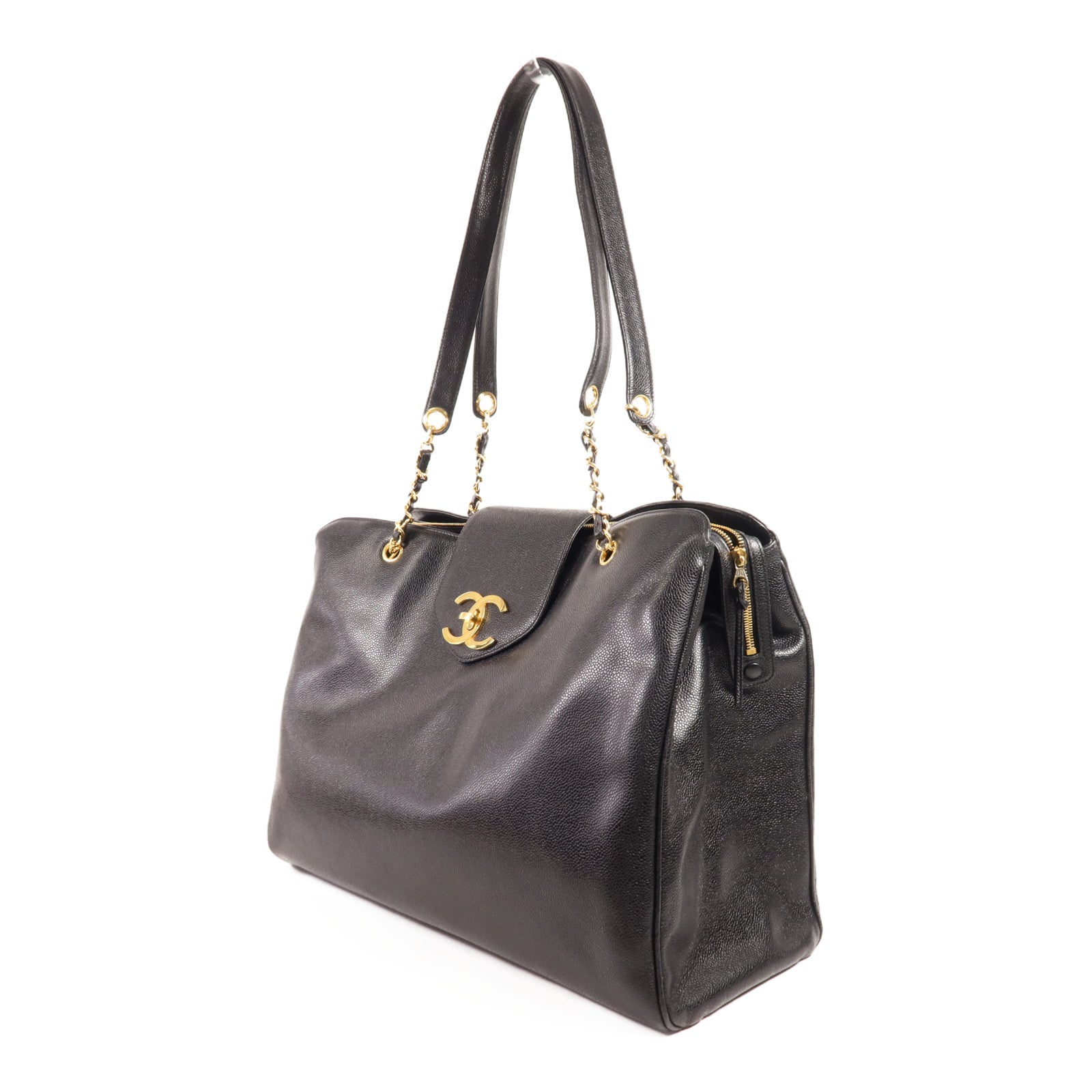 CHANEL 牛皮皮革Vintage Tote Bag金扣肩背袋