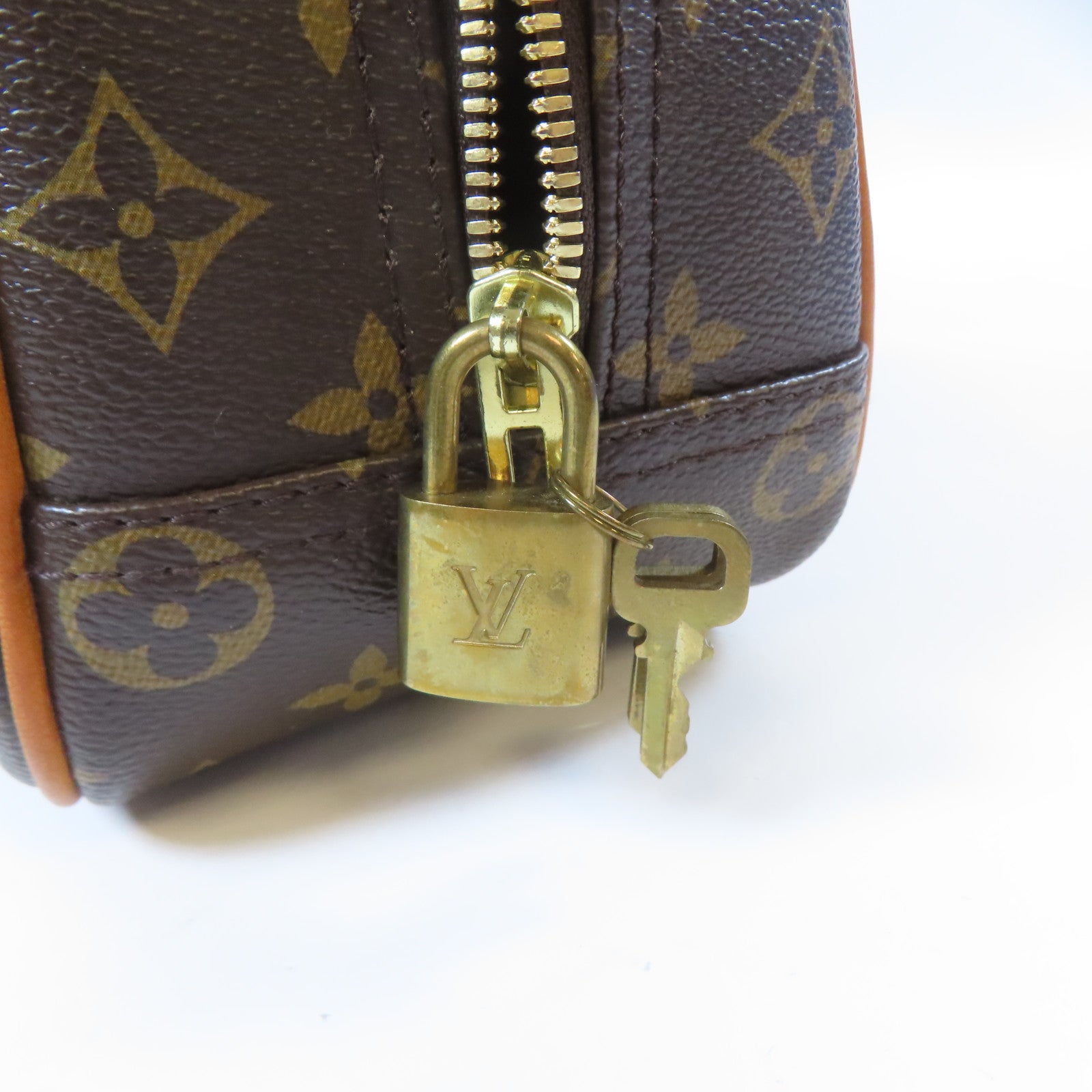 LOUIS VUITTON Monogram Trouville Handbag金扣手挽袋啡色