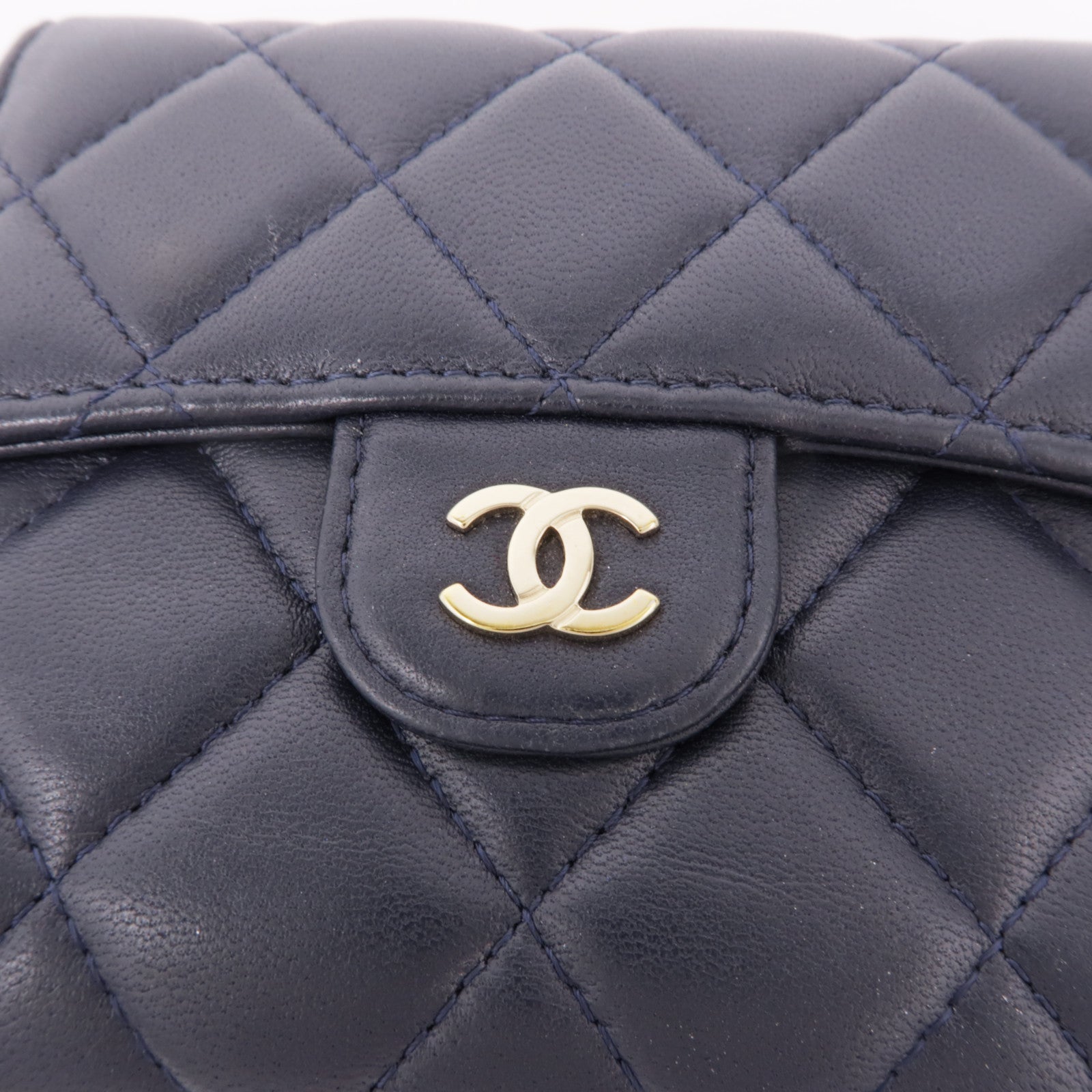 CHANEL 羊皮皮革Wallet金扣錢包