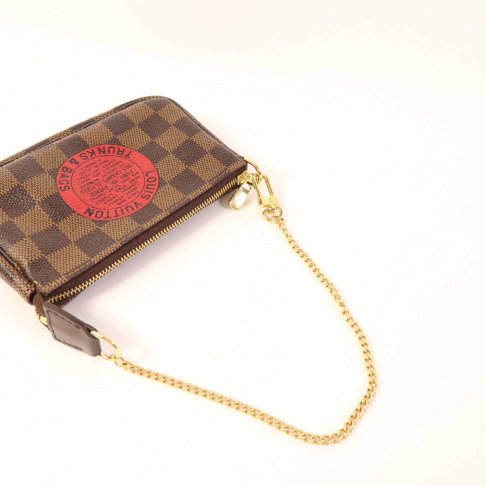 LOUIS VUITTON Damier Mini Pochette金扣手挽袋