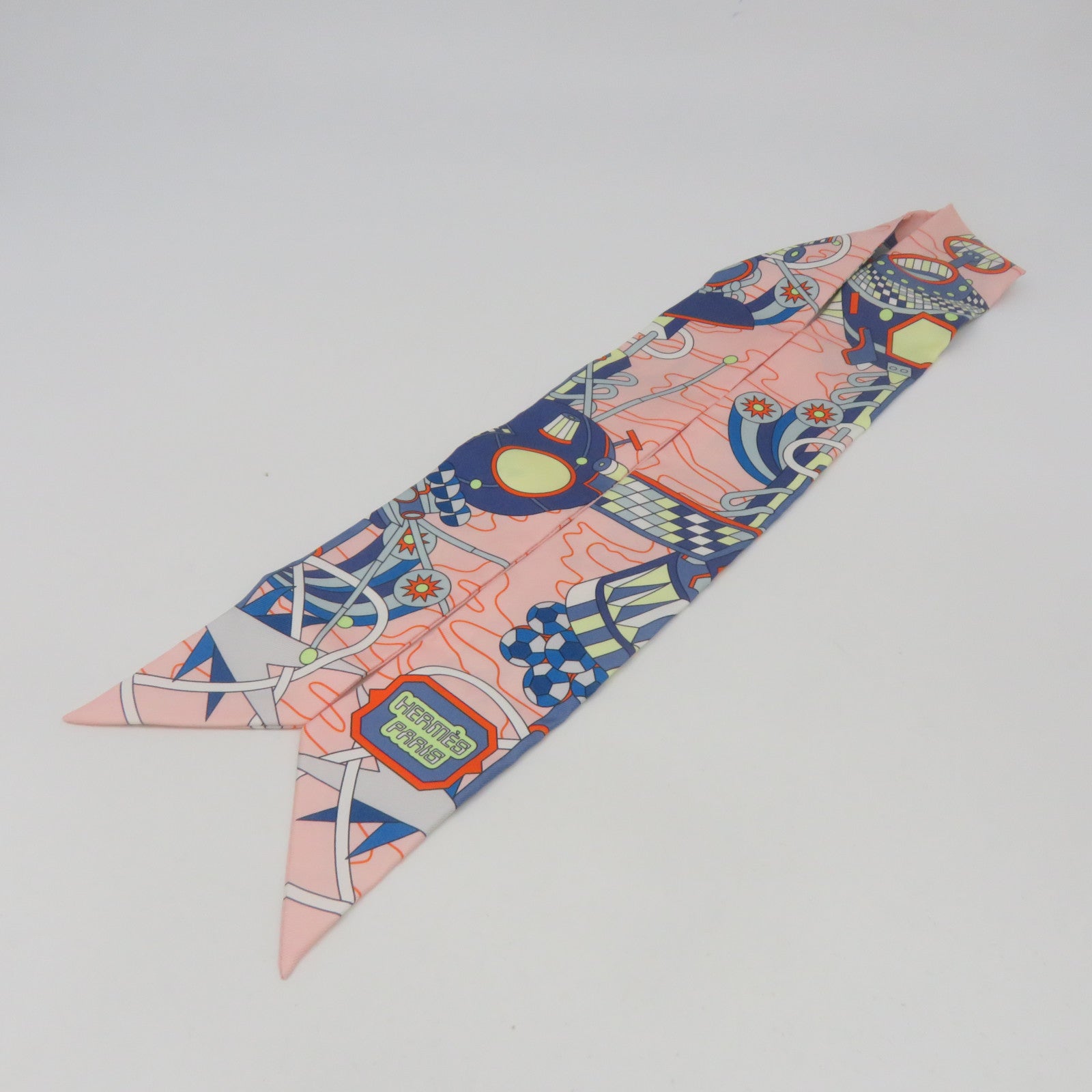 HERMES 【激減優惠】絲質Twilly Silk絲巾粉紅色