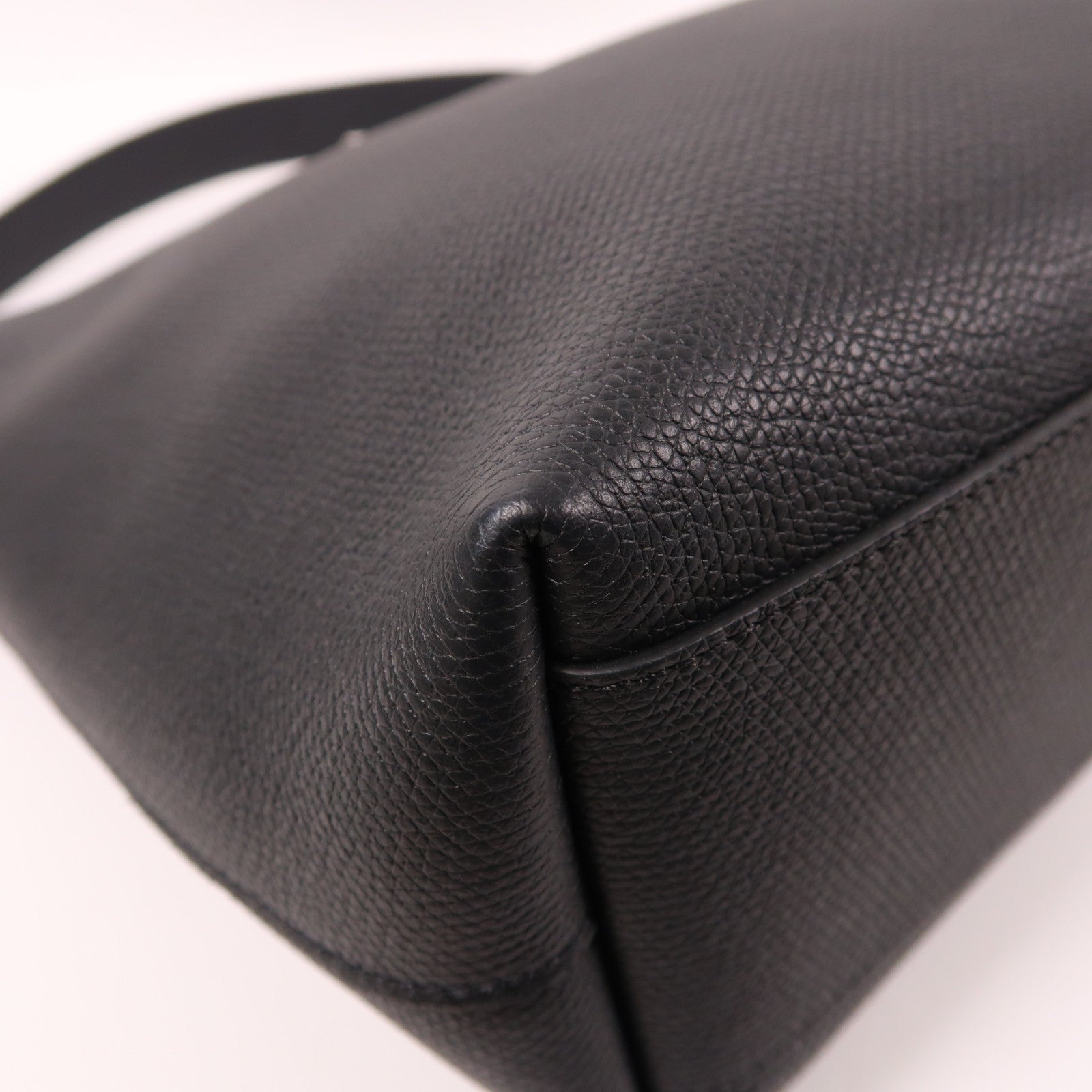 Longchamp 牛皮皮革Shoulder Bag銀扣肩背袋黑色
