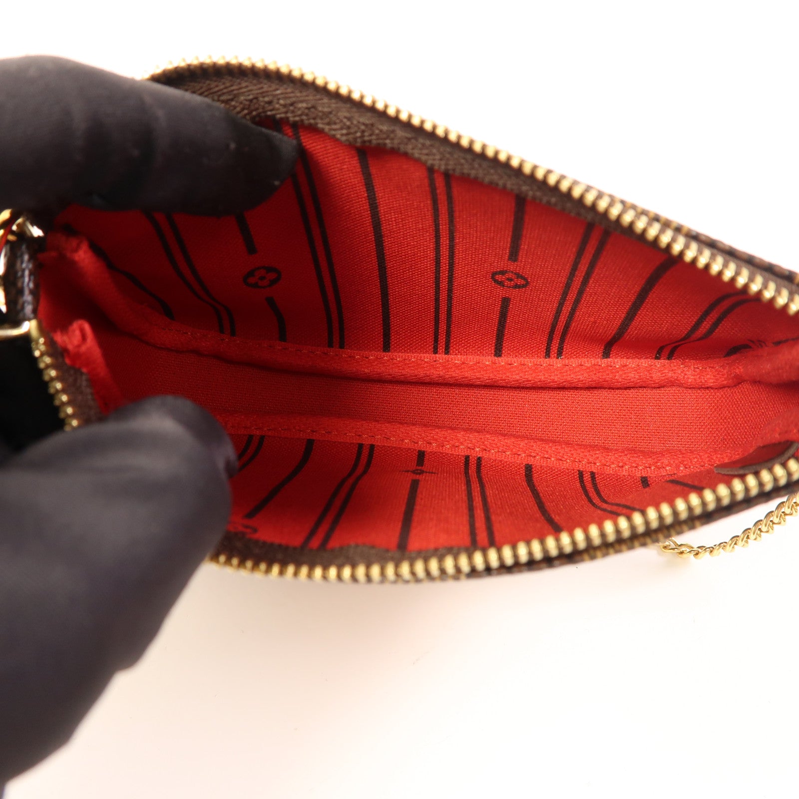 LOUIS VUITTON Damier Mini Pochette金扣手挽袋