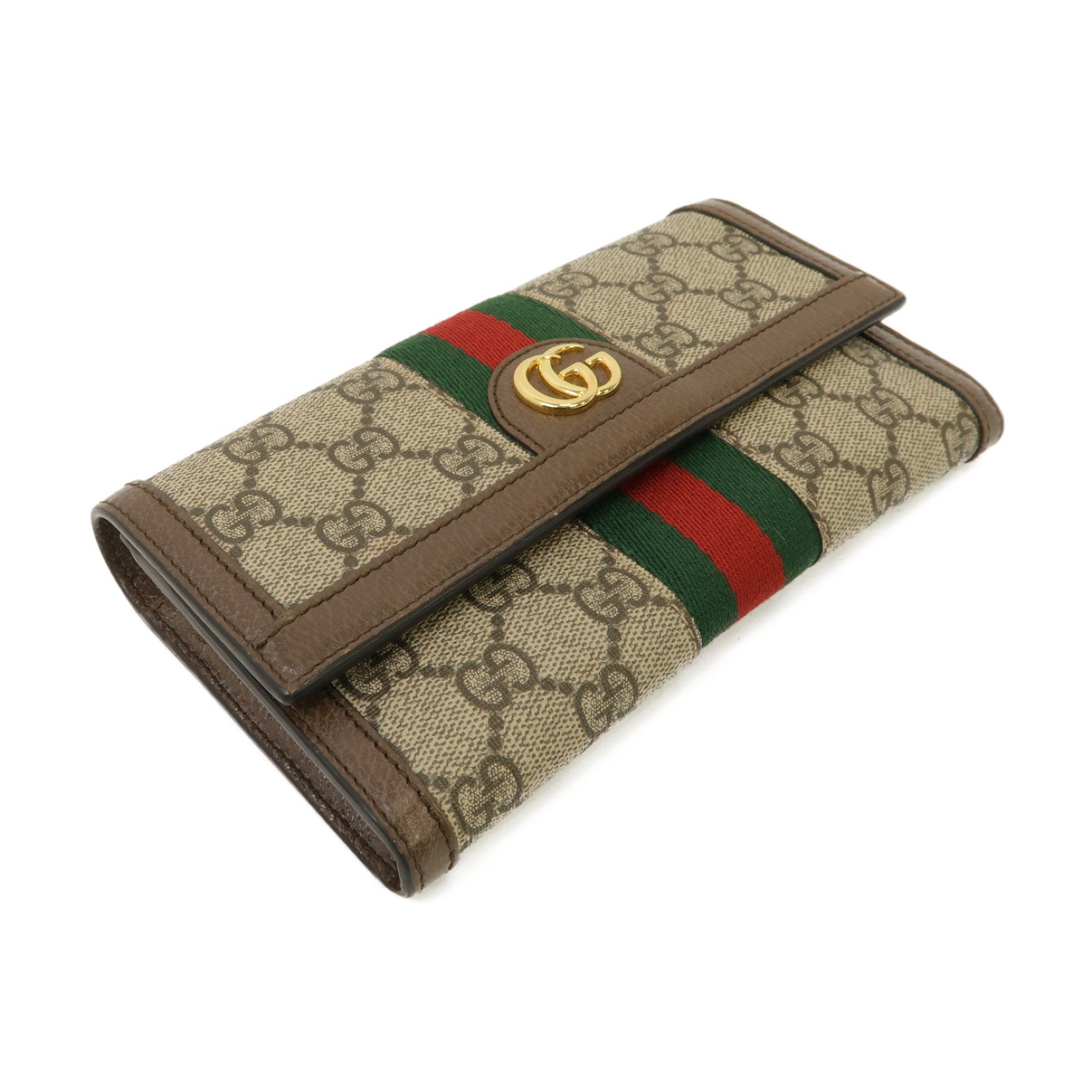 GUCCI 【激減優惠】塗層帆布/皮革Ophidia GG Supreme Long Wallet金扣長錢包啡色