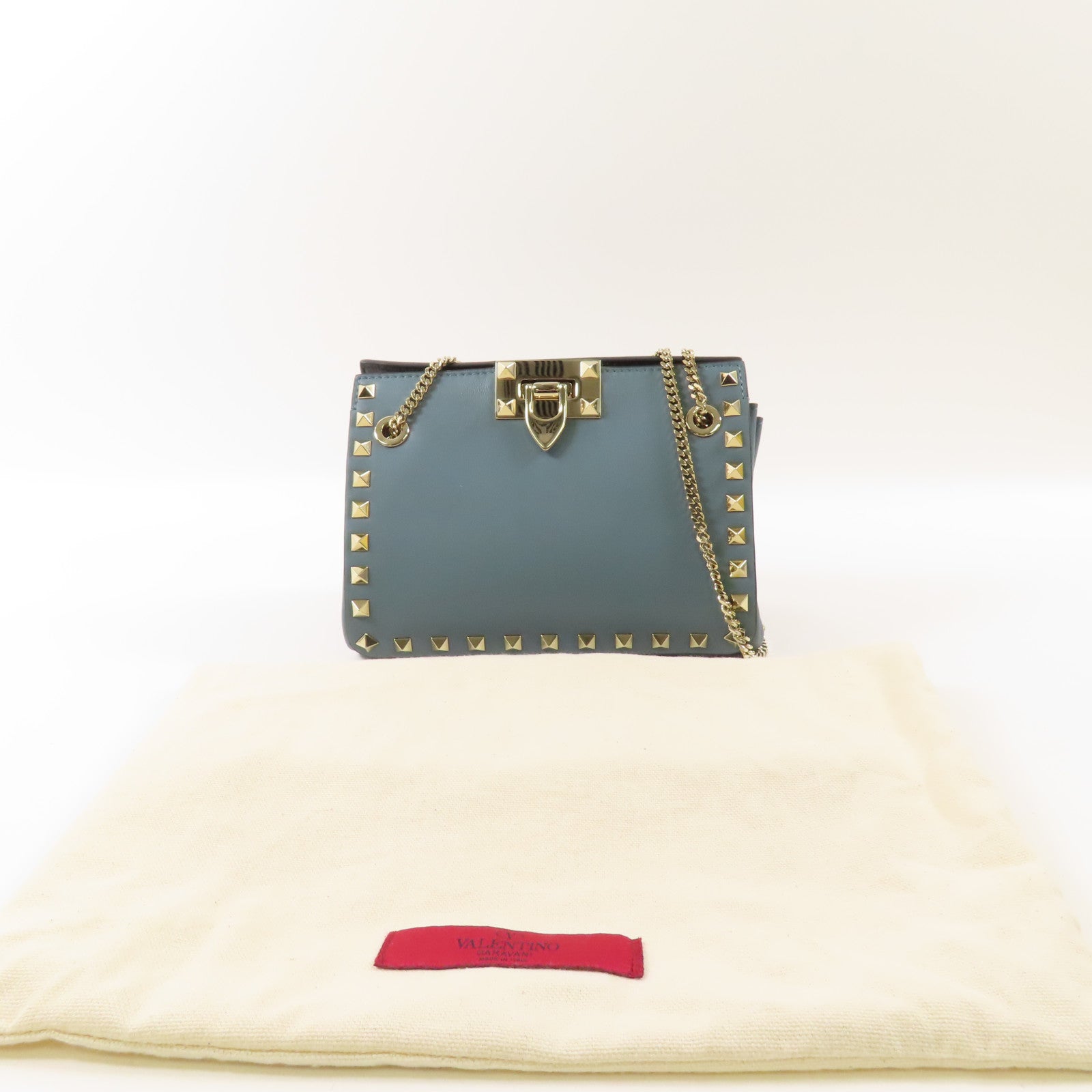 Valentino 牛皮皮革Chain Shoulder Bag金扣鏈帶肩背袋