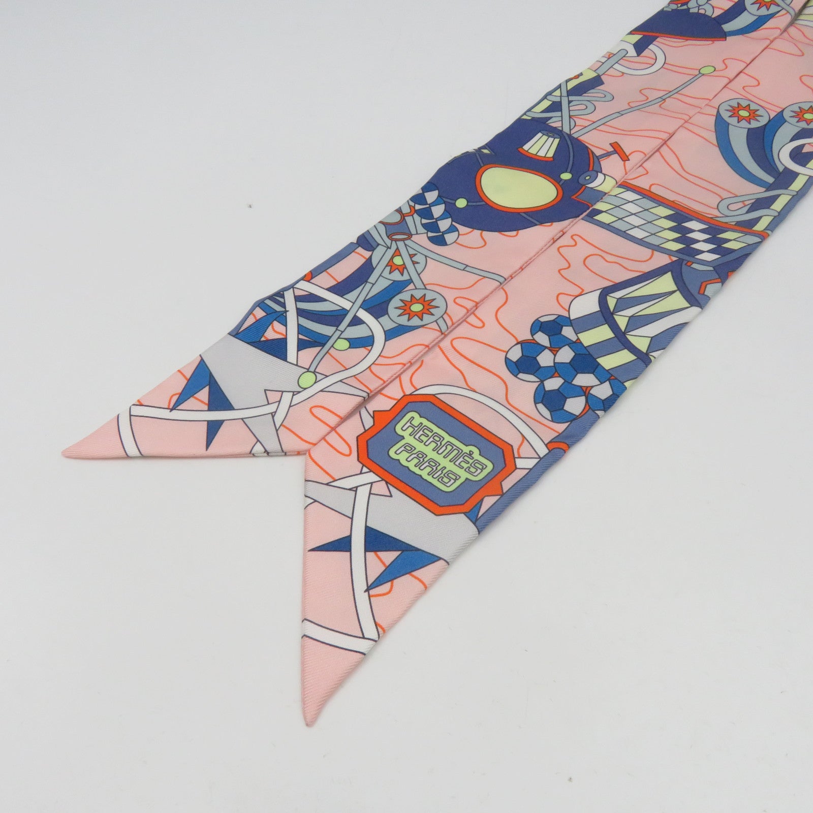 HERMES 【激減優惠】絲質Twilly Silk絲巾粉紅色