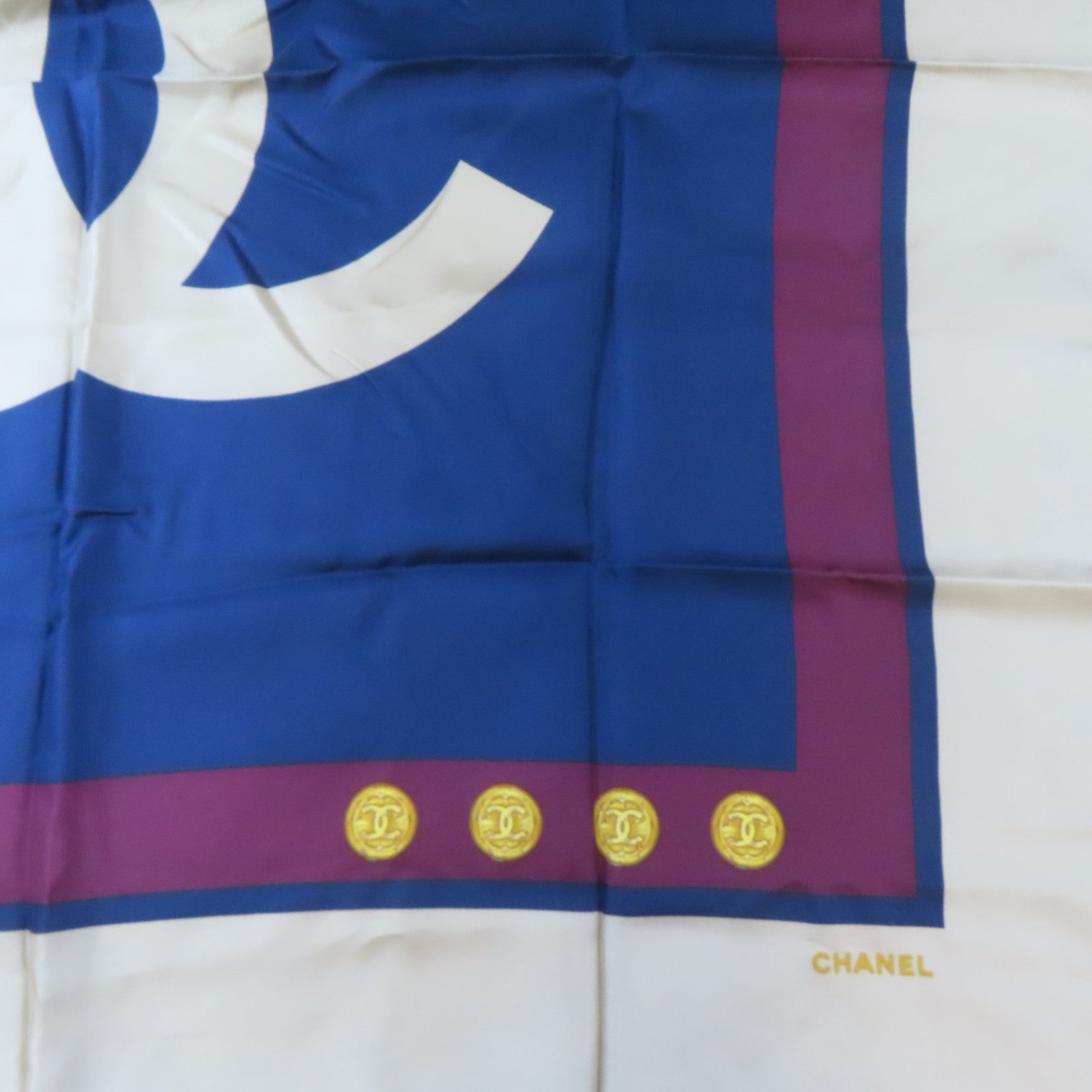 CHANEL 絲質Scarf絲巾淺褐色/深藍色/深紅色
