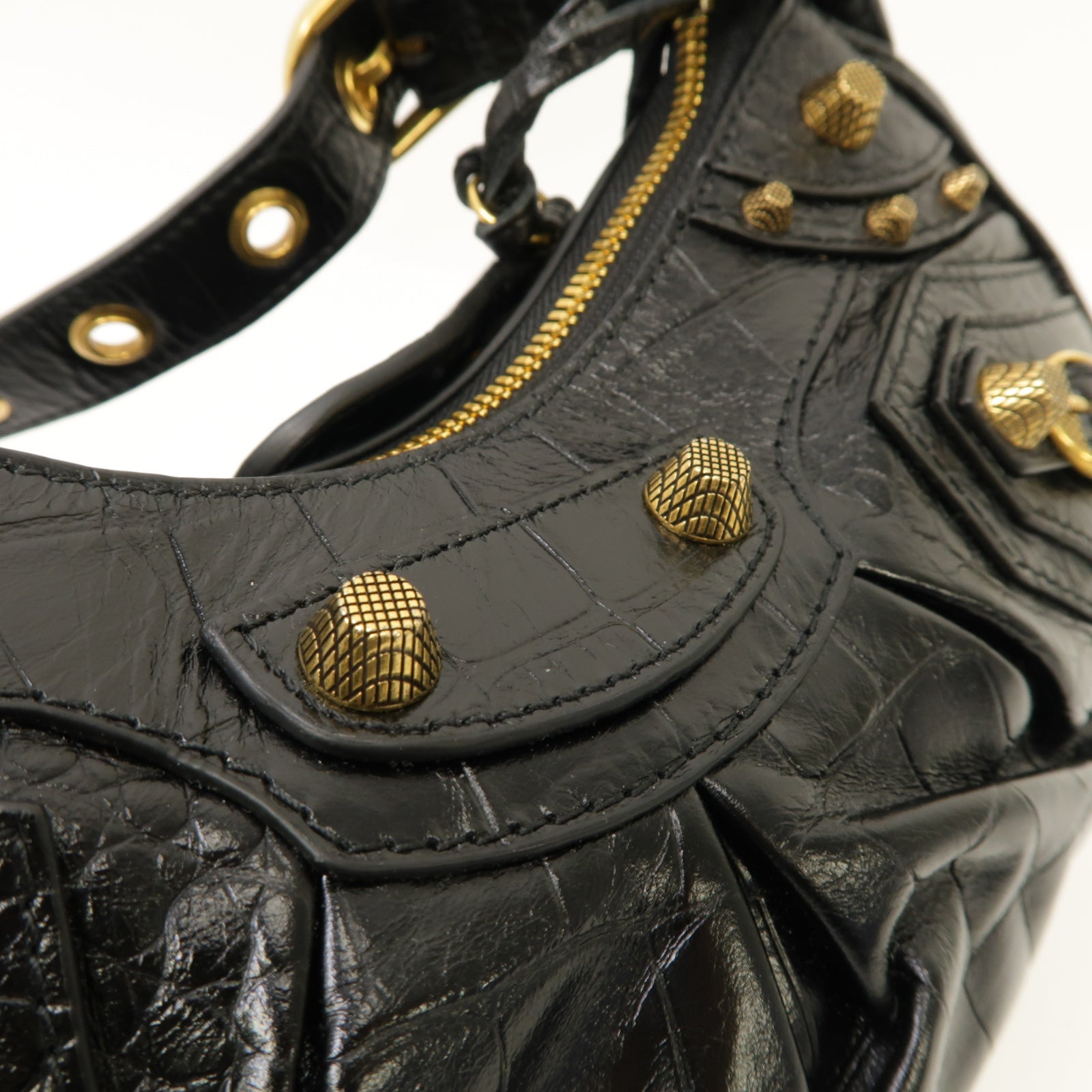BALENCIAGA 【激減優惠】牛皮皮革Le Cagole Xs Shoulder Bag金扣肩背袋黑色