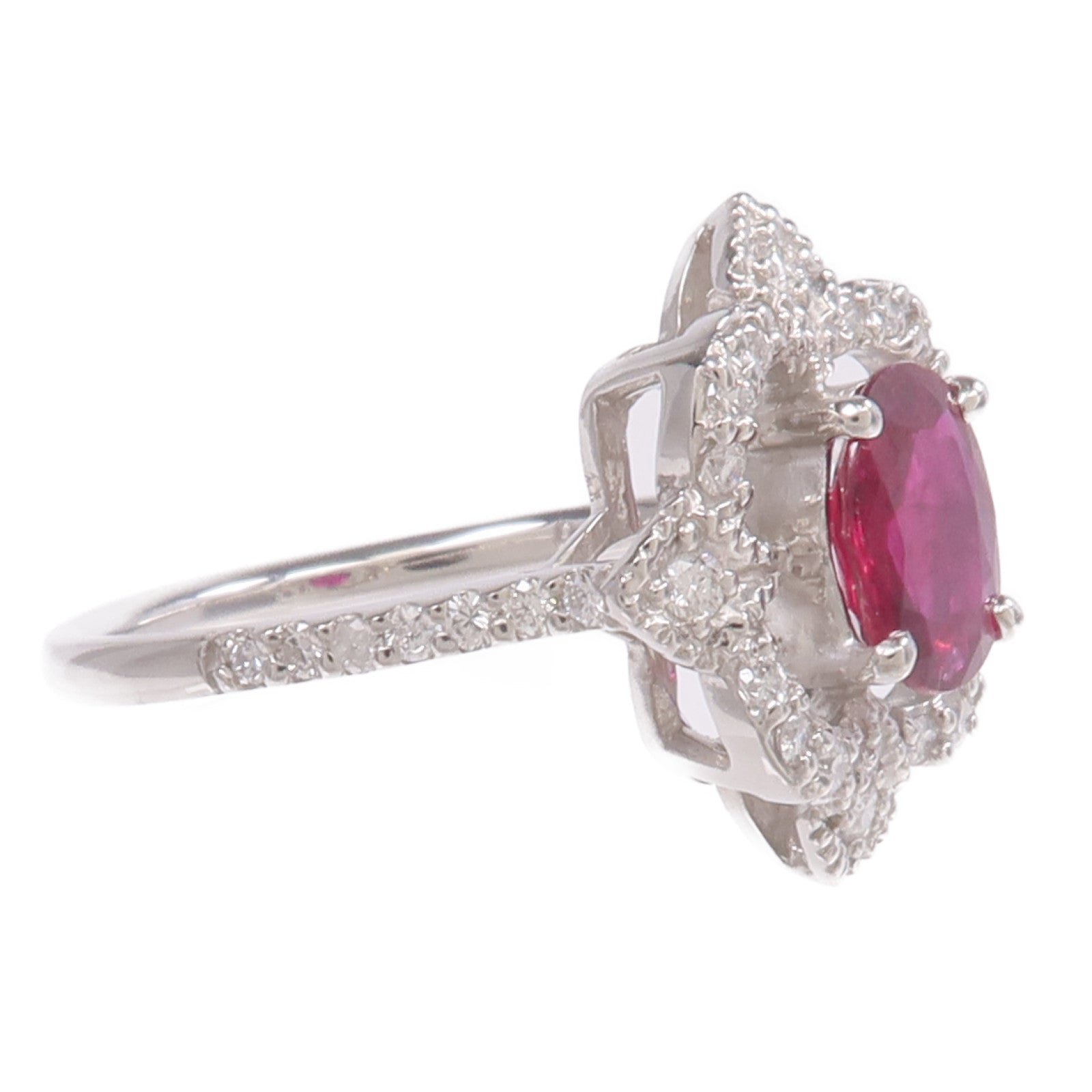 JEWELRY PT900鉑金Ruby Diamond Ring紅寶石/鑽石戒指US#6.75