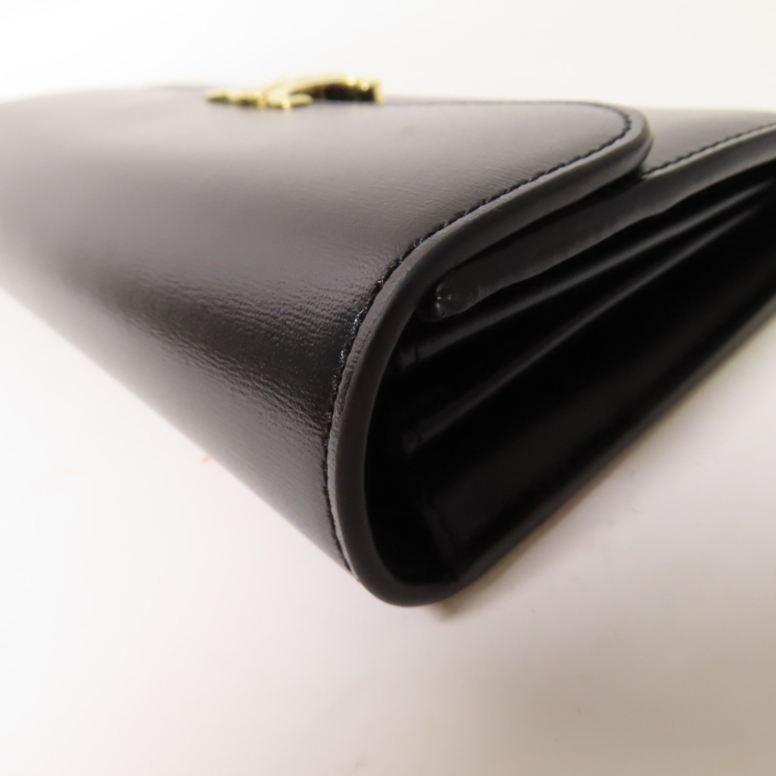 CELINE 牛皮皮革Triomphe Long Wallet金扣長錢包黑色