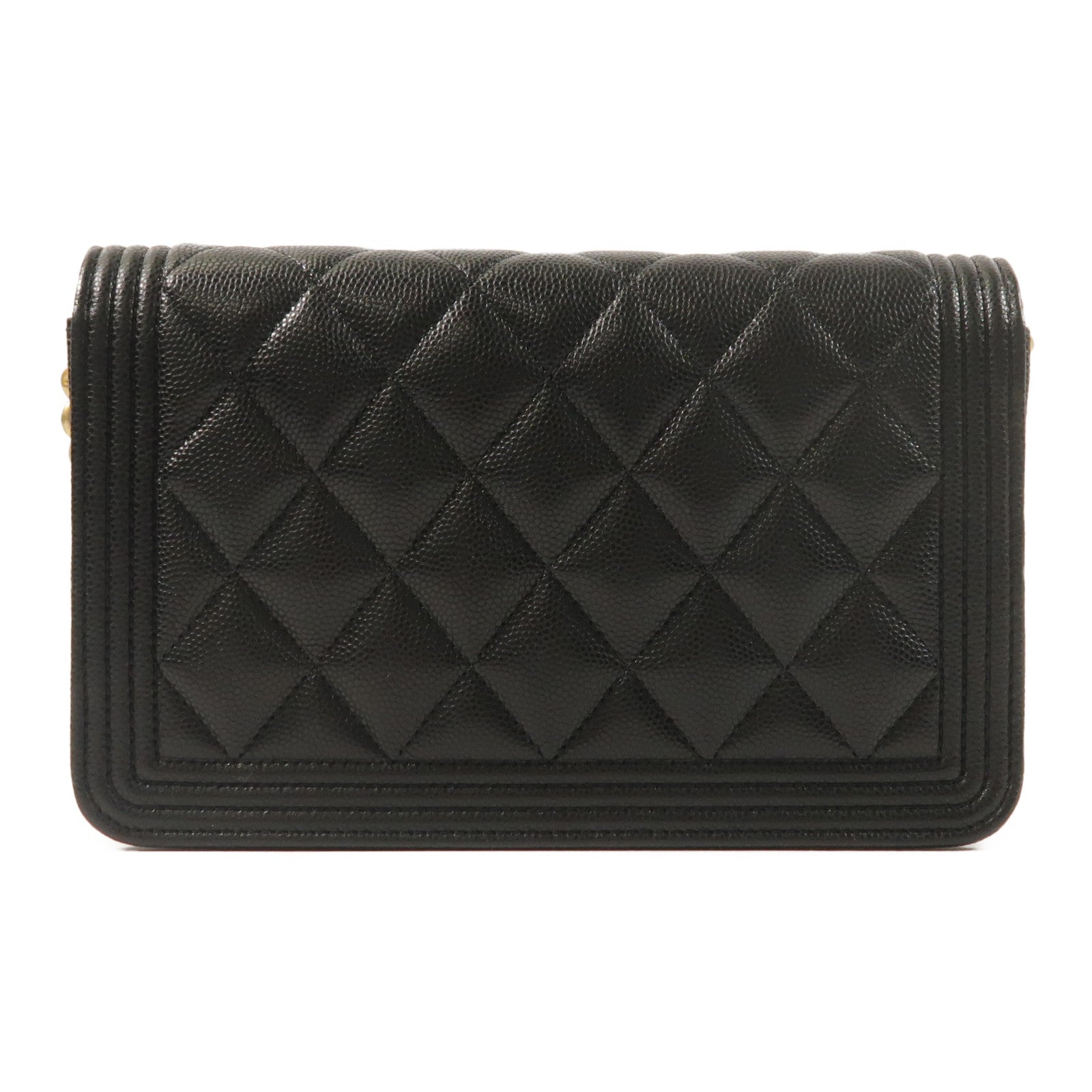 CHANEL 牛皮皮革Boy Wallet On Chain鏈帶肩背袋