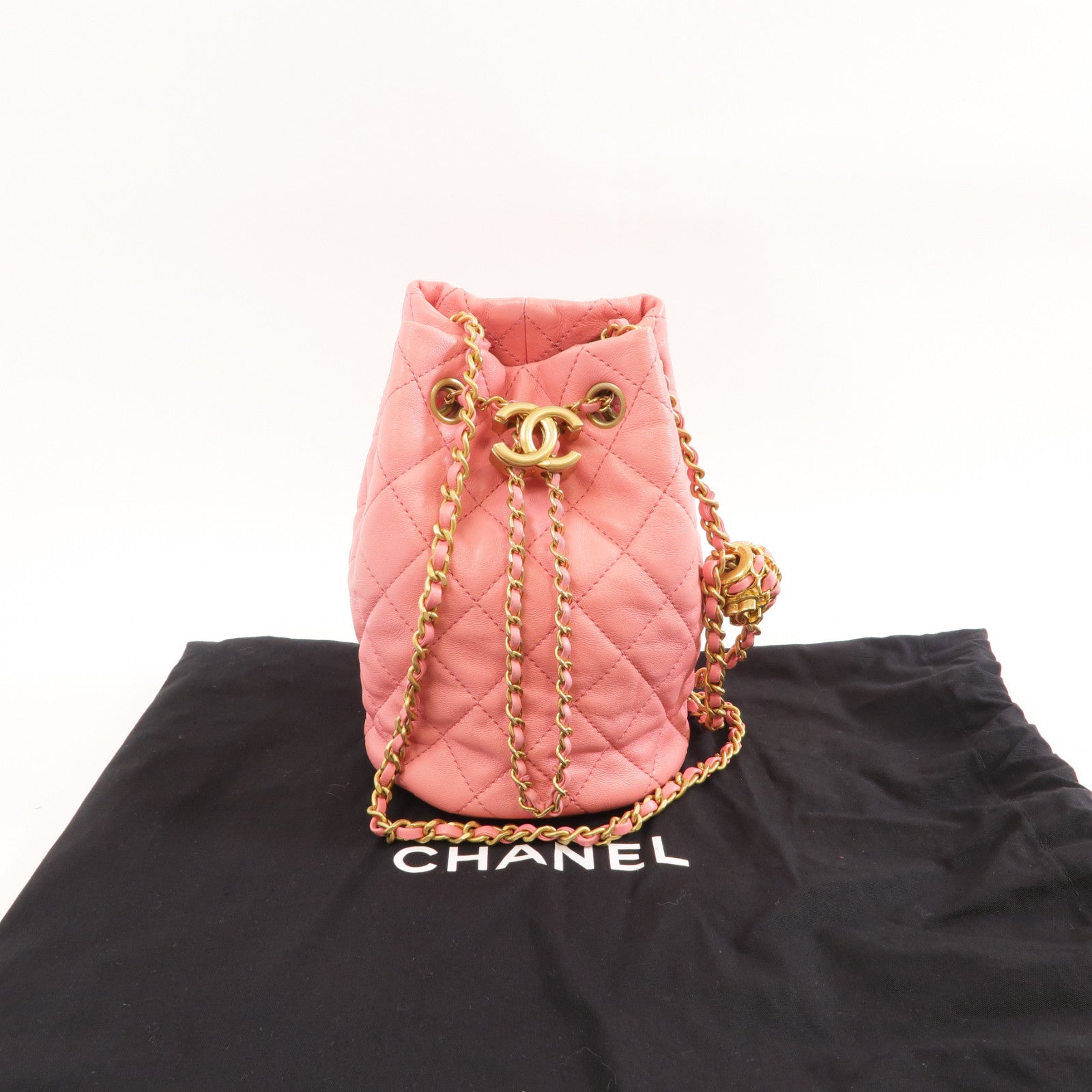 CHANEL 【激減優惠】菱格羊皮皮革Chain Shoulder Bag金扣鏈帶肩背袋粉紅色