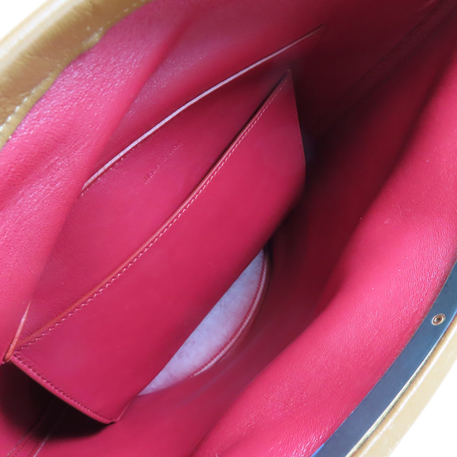 CELINE 牛皮皮革Tote Bag金扣肩背袋棕色