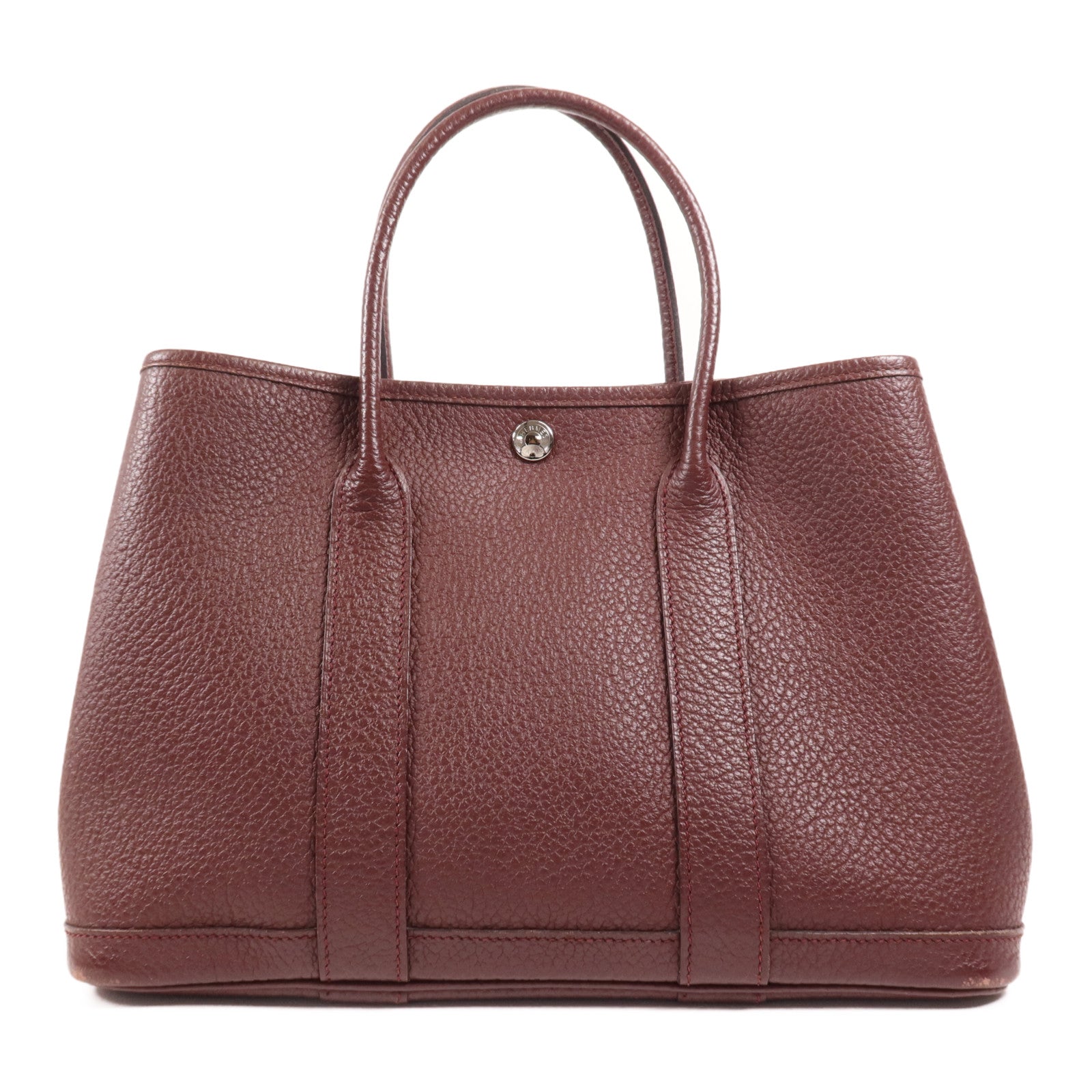 HERMES Country皮革Garden Party TPM銀扣手挽袋Bordeaux