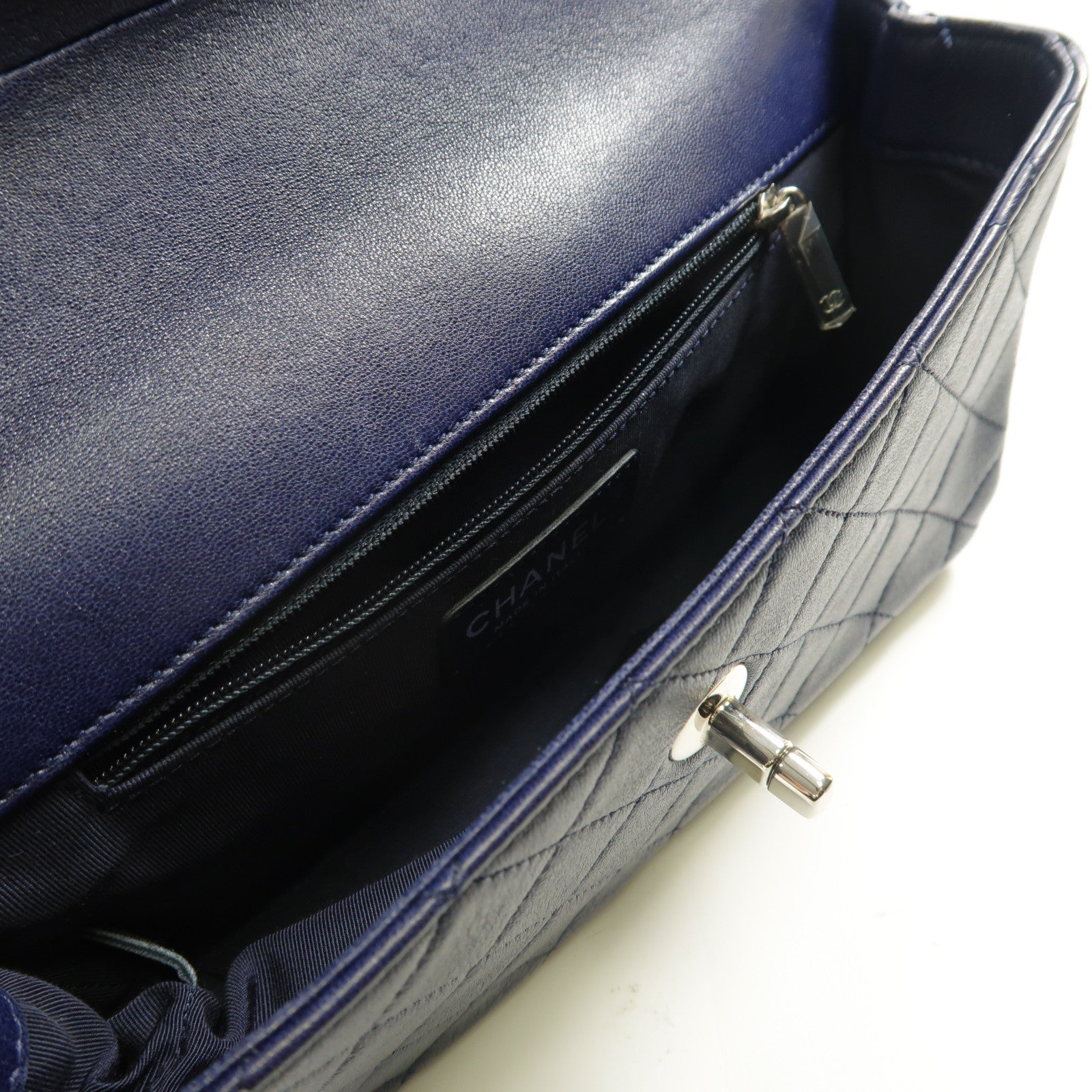 CHANEL CC SHW Chain Shoulder Bag Lambskin Leather Blue